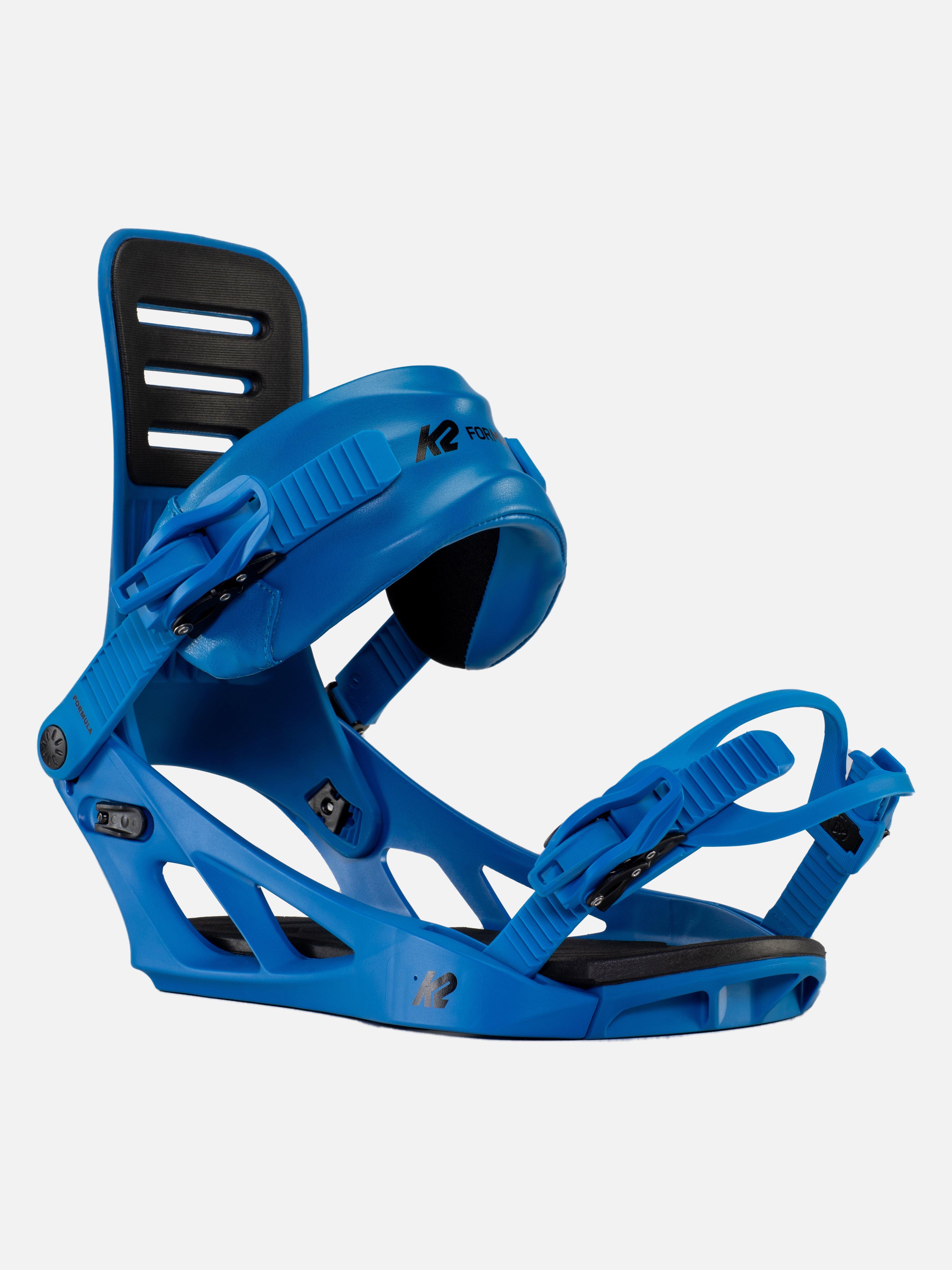 blue snowboard bindings