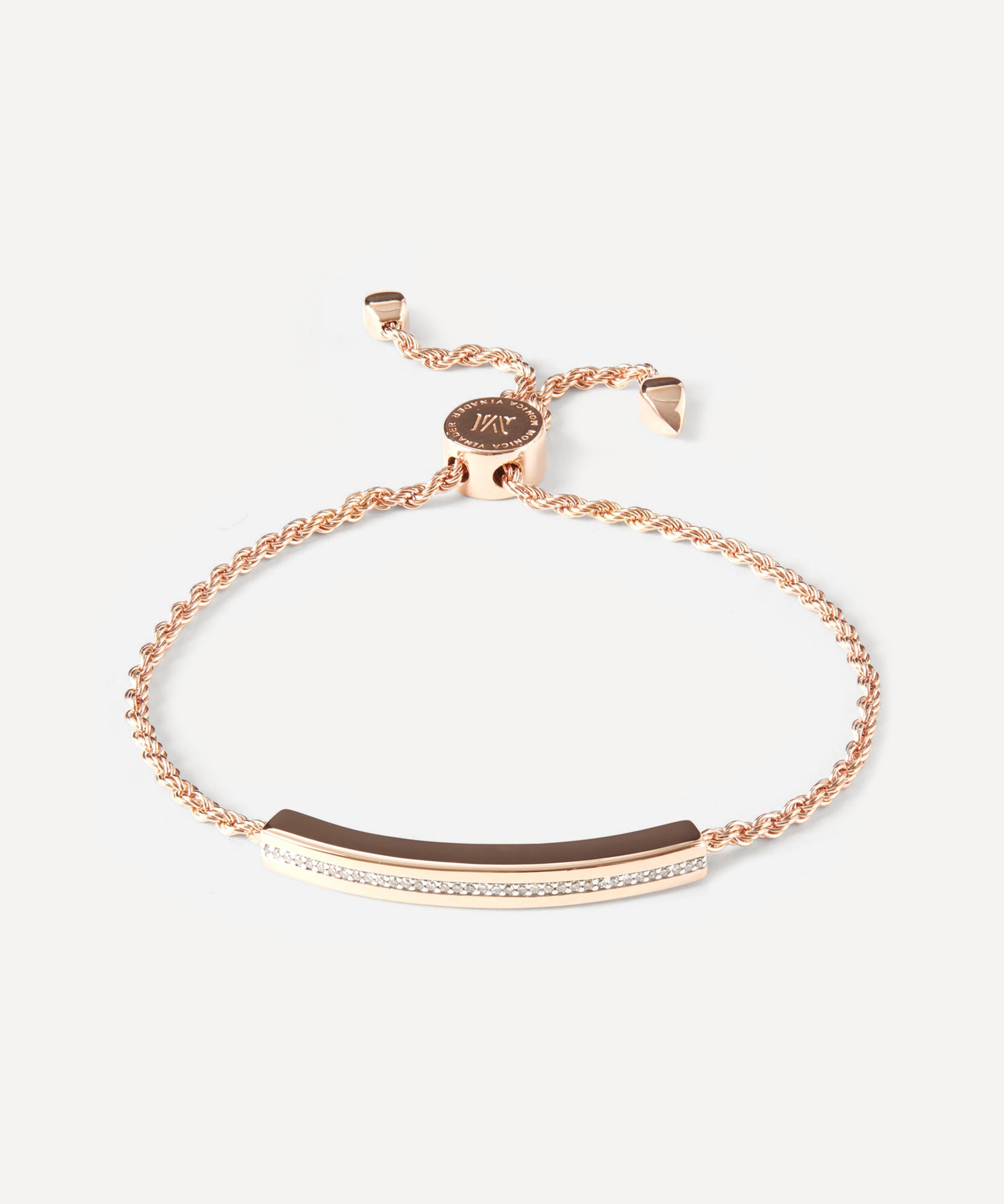 Monica Vinader Rose Gold Plated Vermeil Silver Linear Diamond Chain Friendship Bracelet In Rose Gold