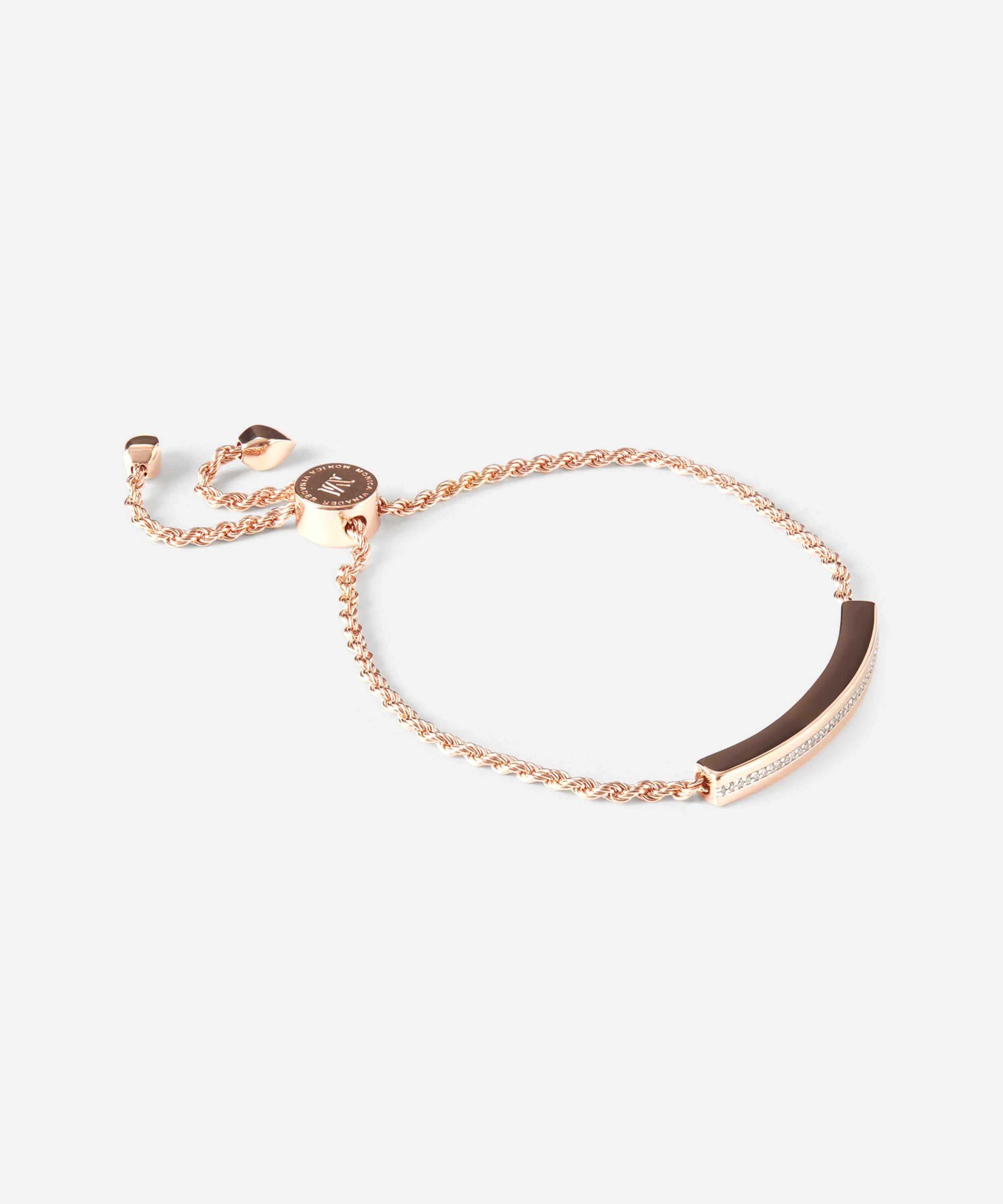 Monica Vinader Rose Gold Plated Vermeil Silver Linear Diamond Chain Friendship Bracelet In Rose Gold