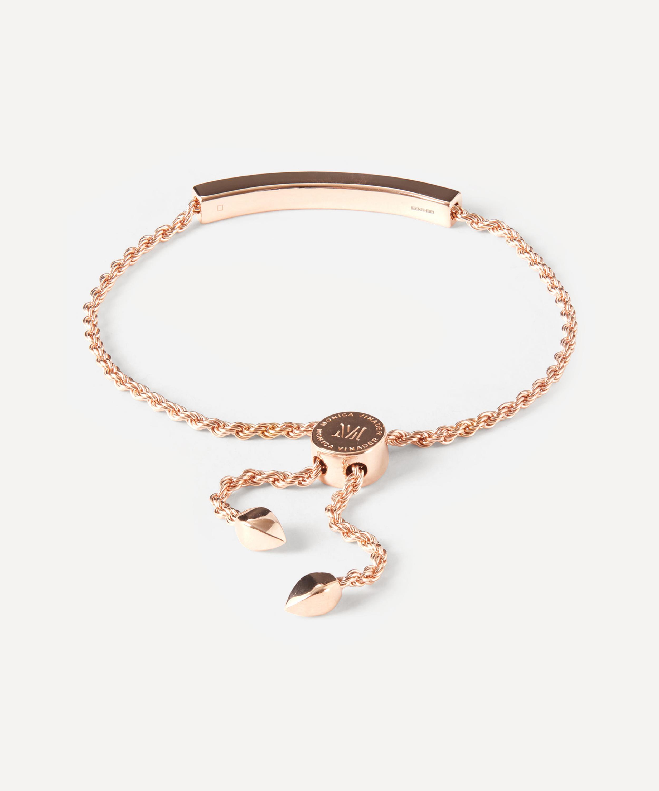 Monica Vinader Rose Gold Plated Vermeil Silver Linear Diamond Chain Friendship Bracelet In Rose Gold