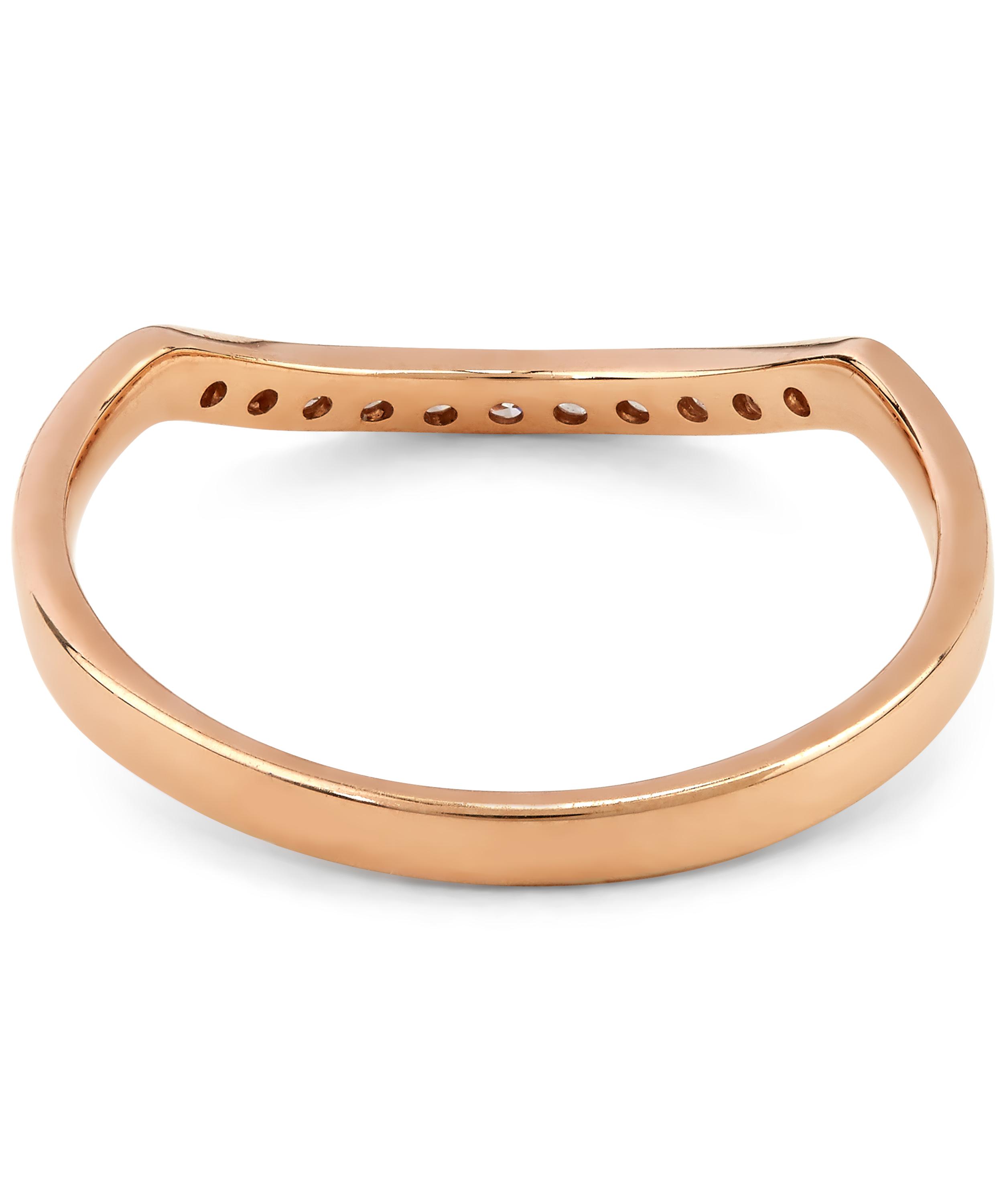 White Diamond and Rose Gold Diamond Dusted Curve Ring | Liberty London
