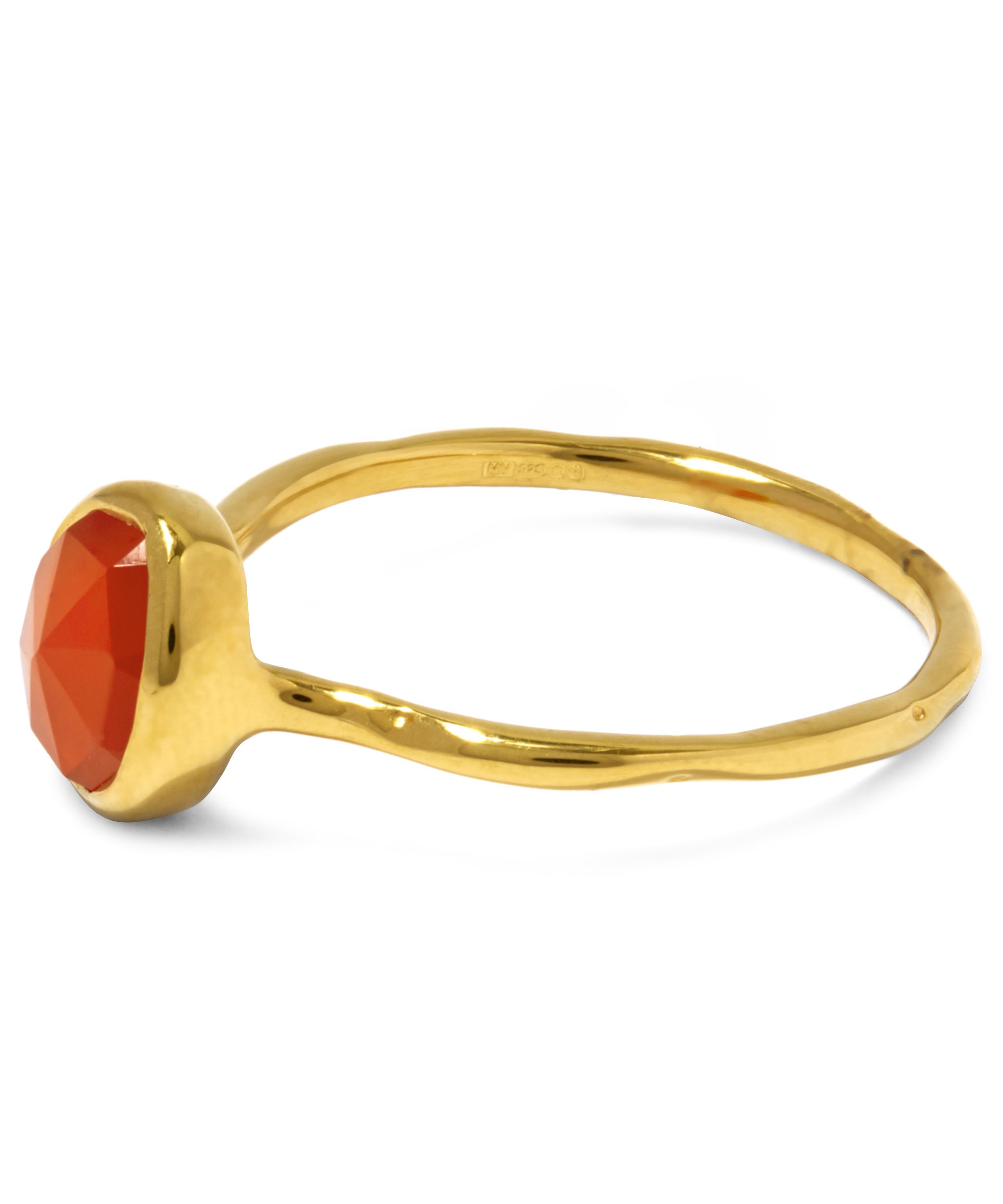 Gold-Plated Orange Carnelian Siren Stacking Ring | Liberty London