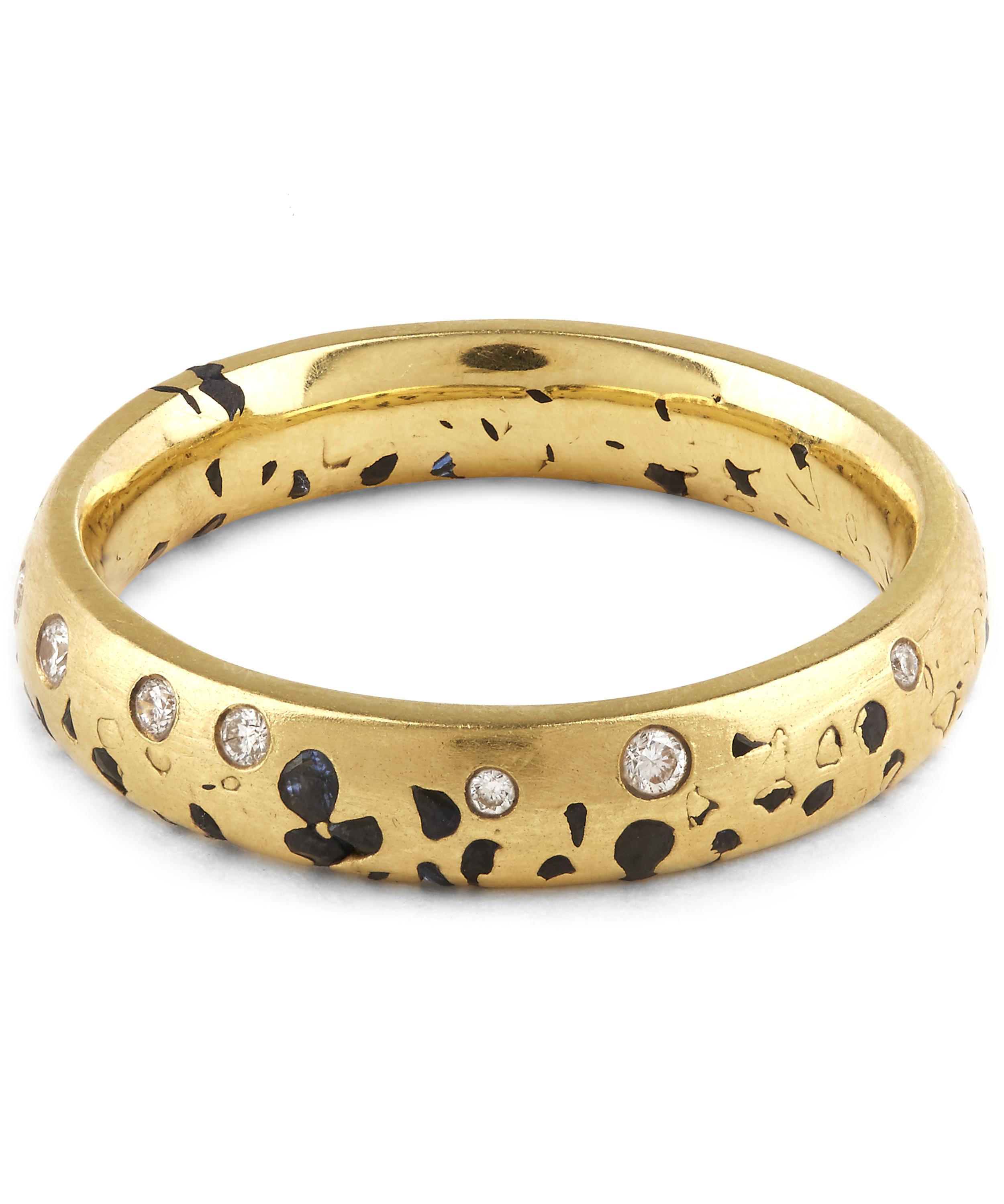 Gold Blue Sapphire Confetti Ring with Diamonds Liberty London