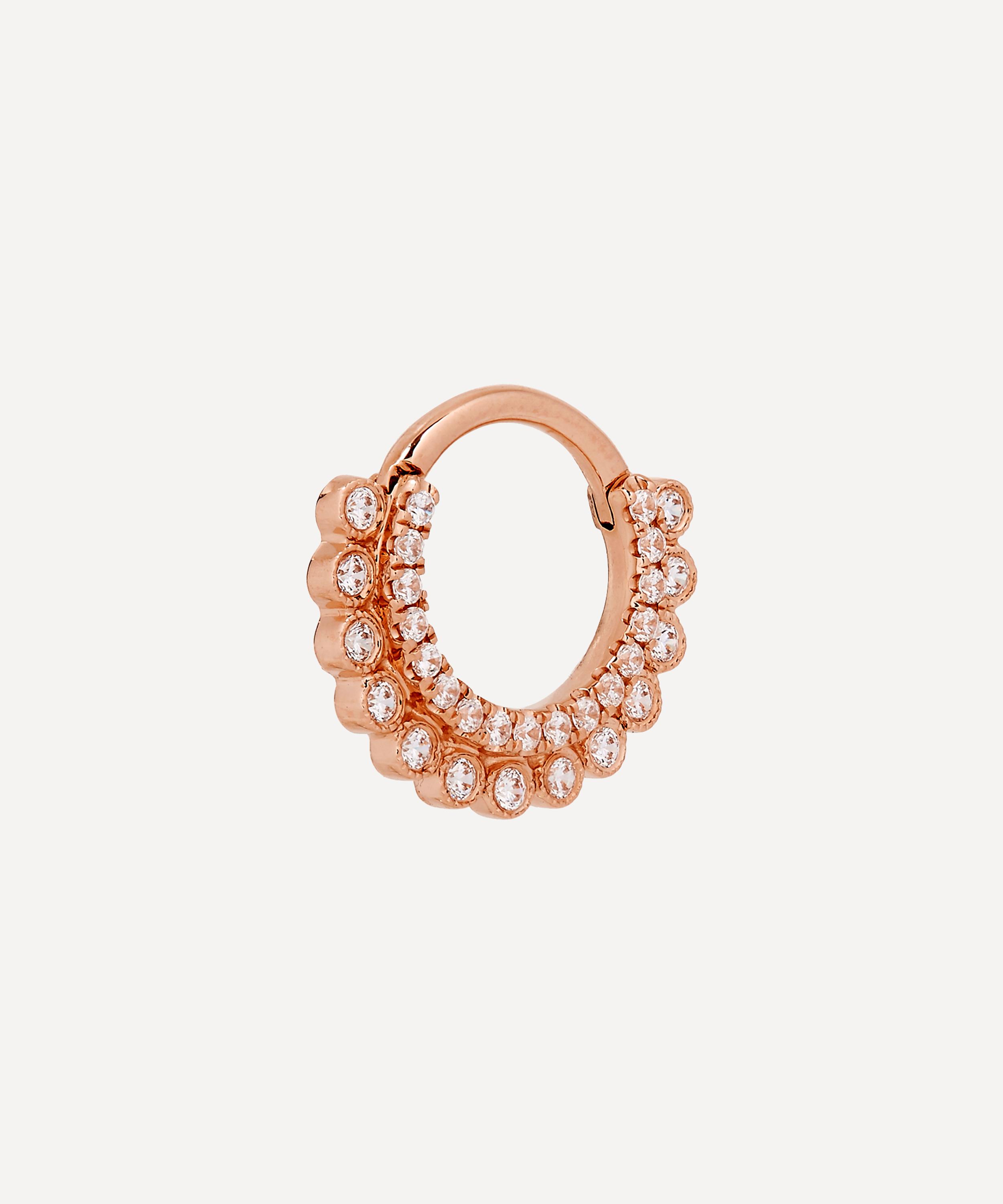 Shop Maria Tash 14ct 8mm Cubic Zirconia Apsara Hoop Earring In Rose Gold