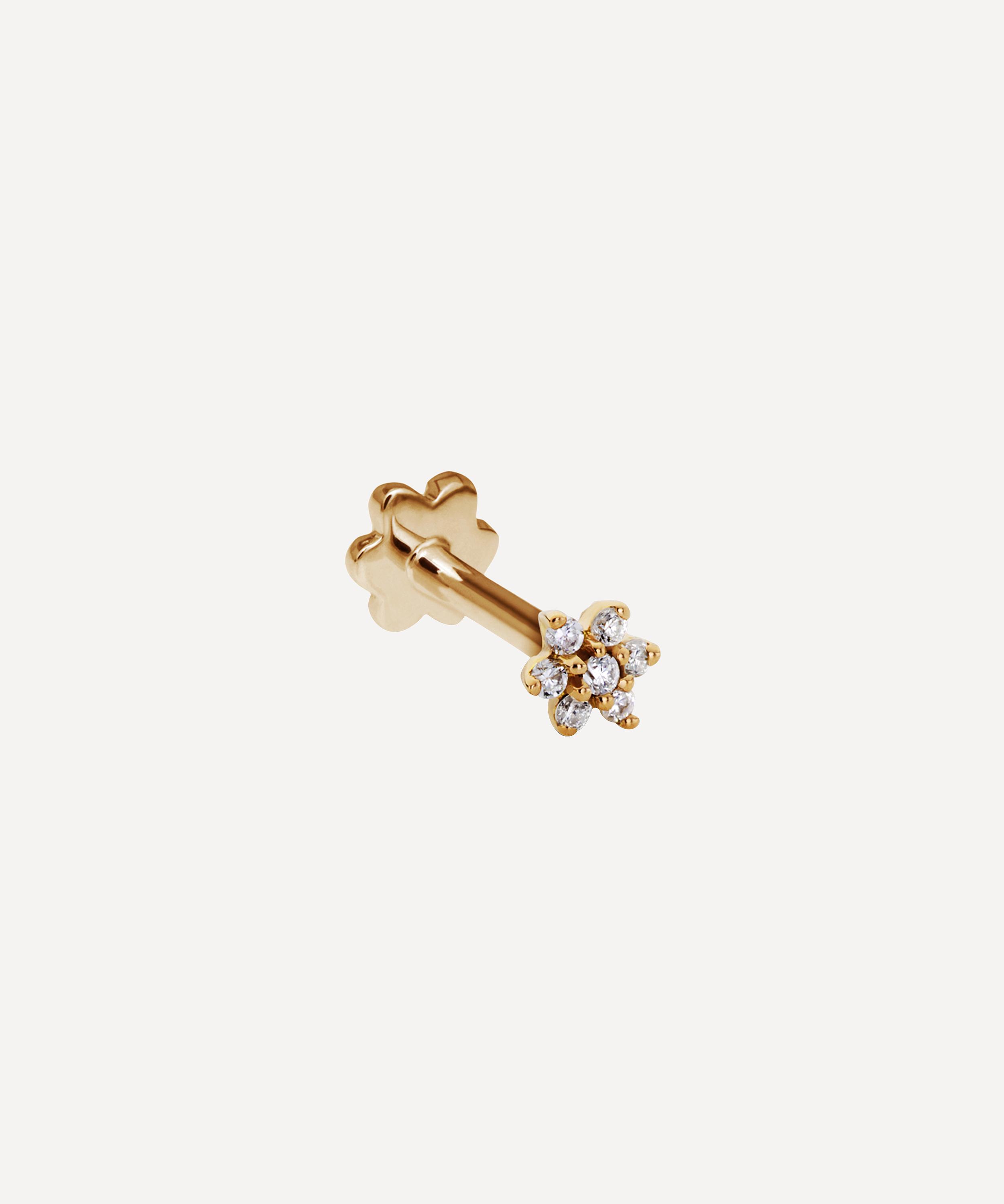 3mm Diamond Flower Threaded Stud Earring | Liberty London