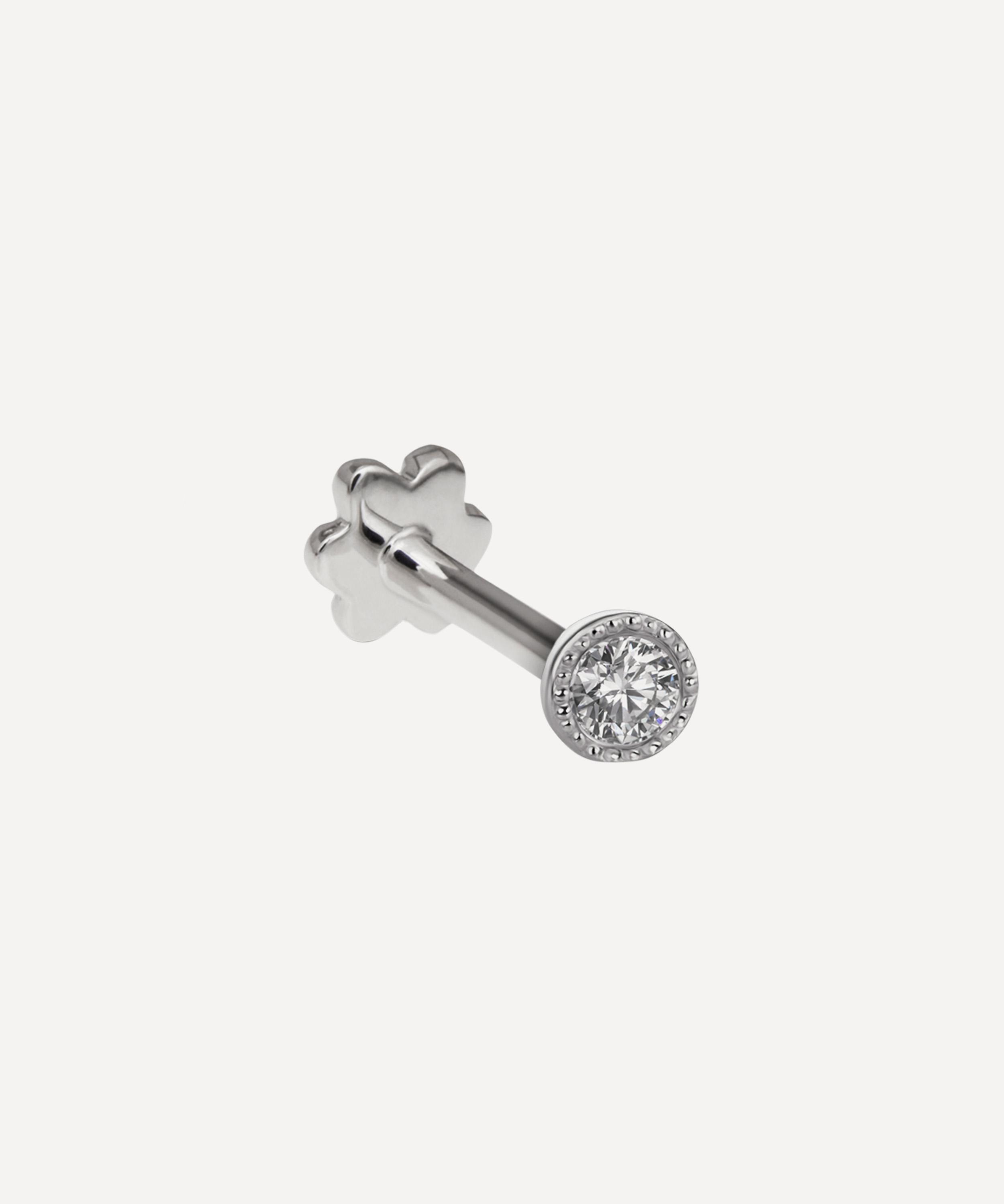 Maria Tash 18ct 1.2mm Scalloped Set Diamond Threaded Stud Earring