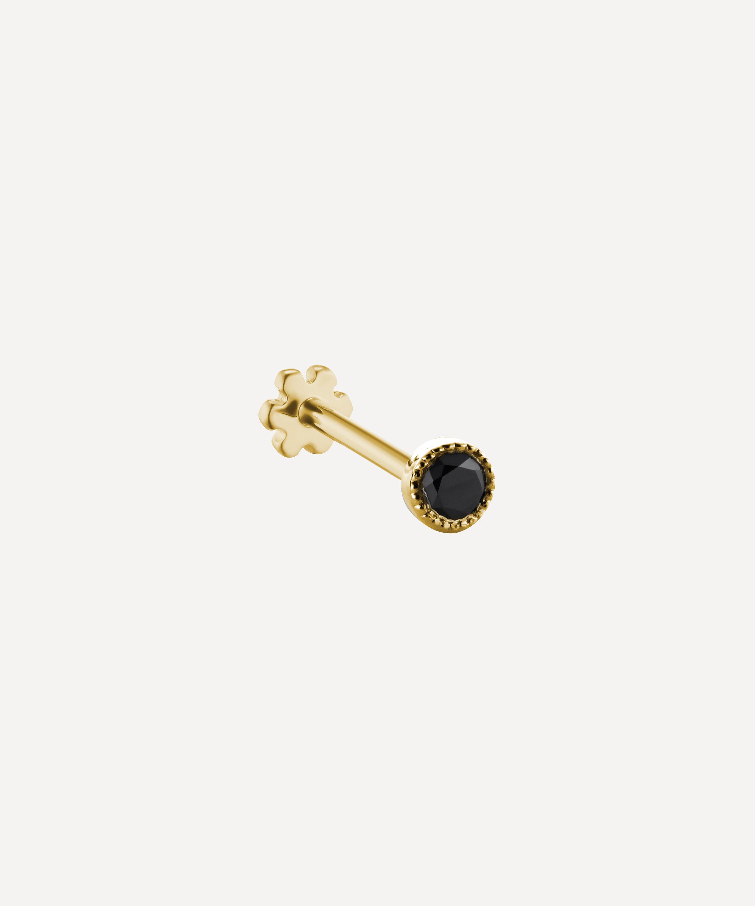 Maria Tash 2mm Black Diamond Scalloped Threaded Stud In Gold