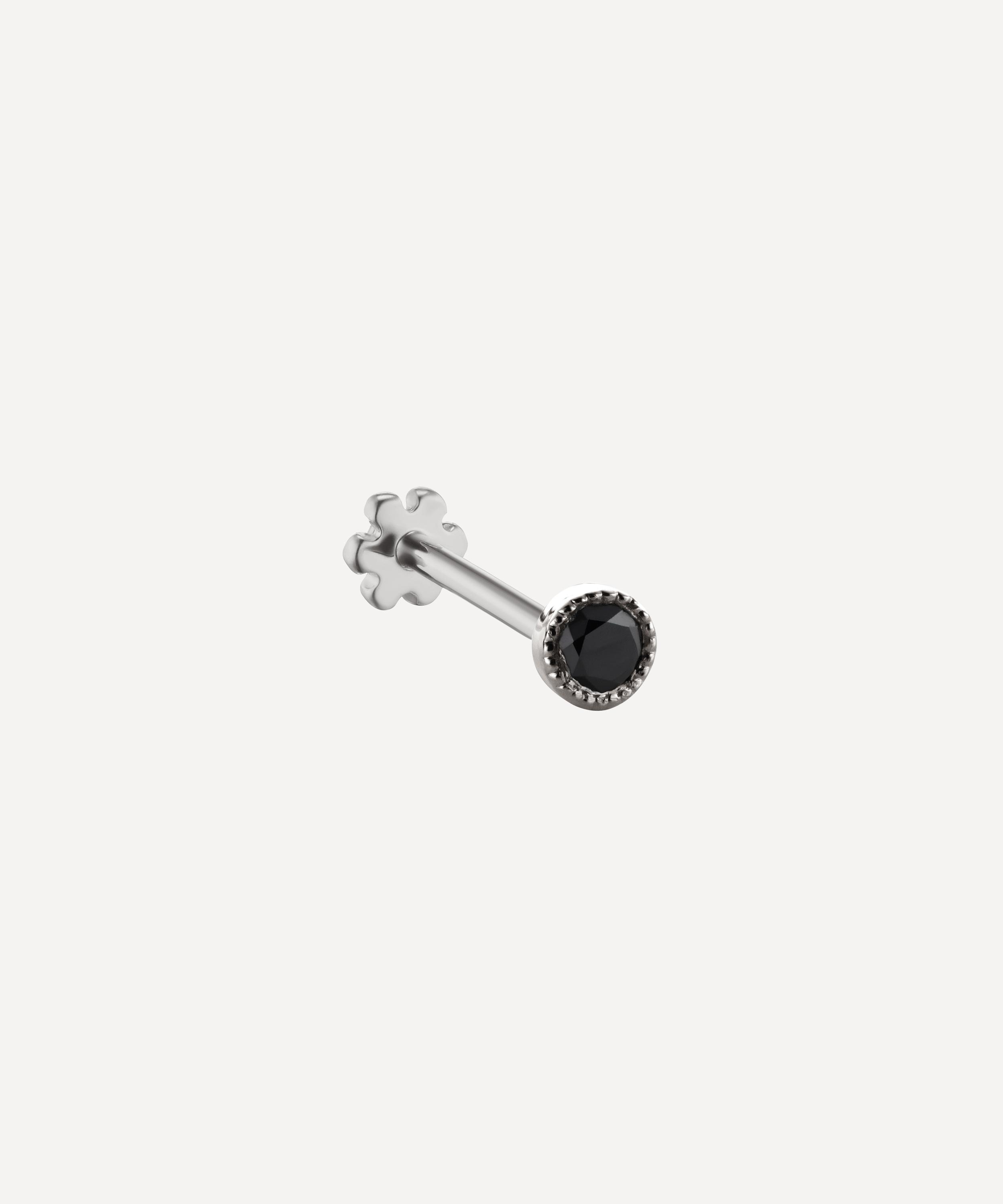 Maria Tash 18ct 2mm Scalloped Set Black Diamond Threaded Stud Earring