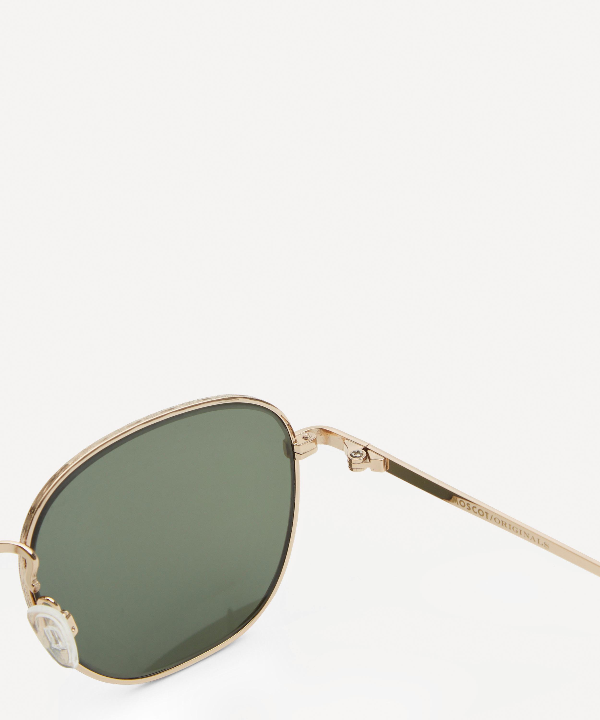 MOSCOT KIBITS SQUARE GOLD-TONE METAL SUNGLASSES