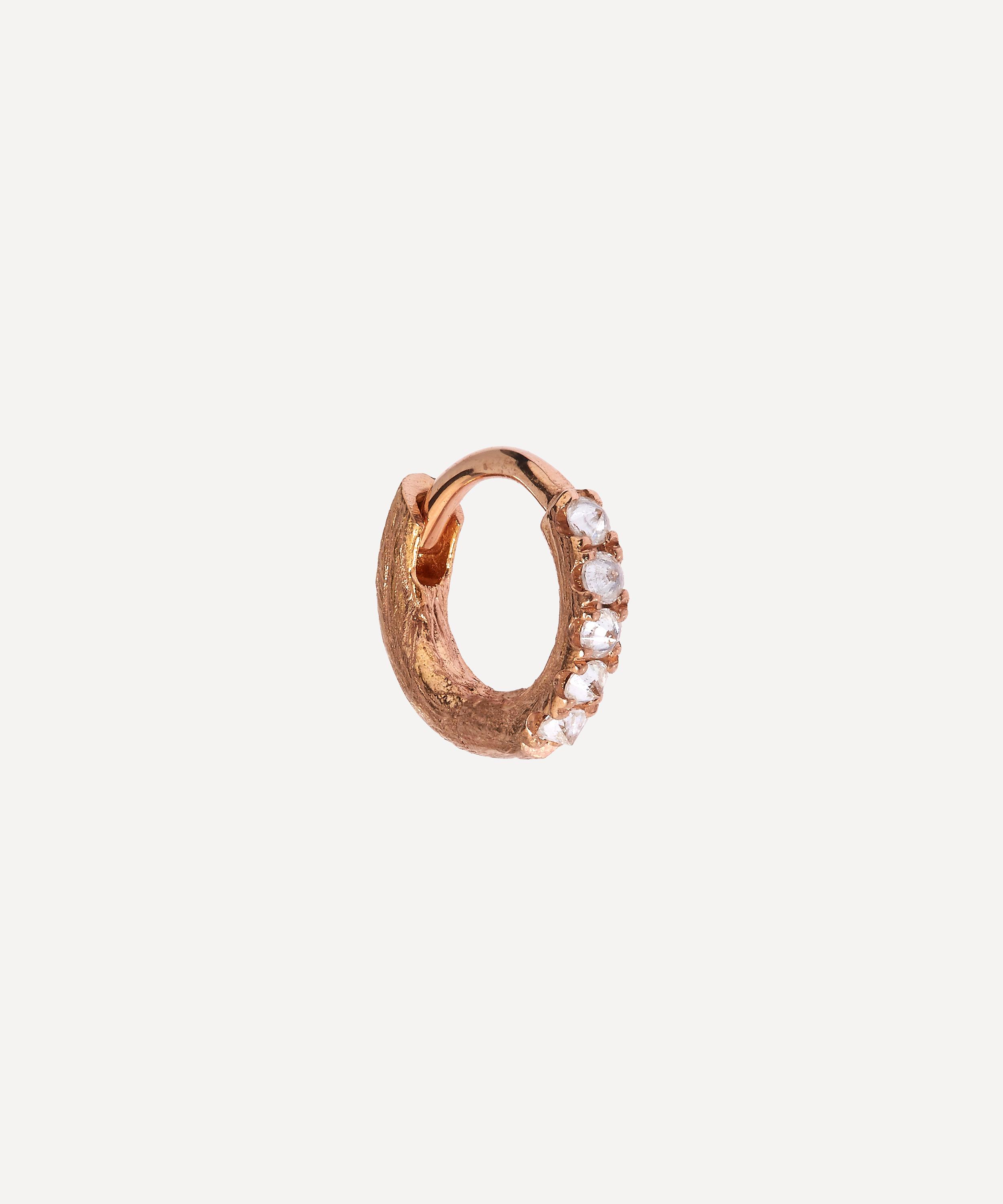 Rose Gold Dusty Diamond Hoop Earring Liberty London