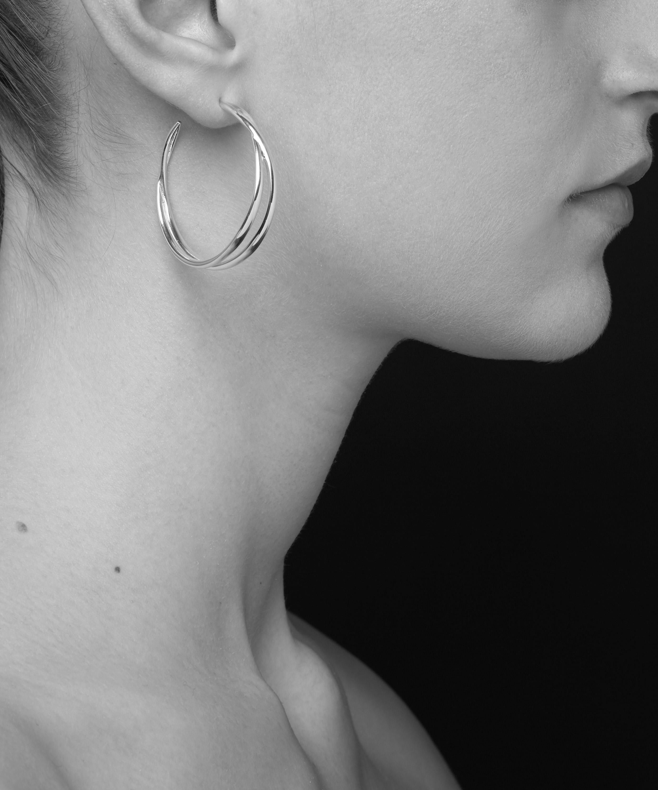 Gold Twist Medium Double Hoop Earrings Liberty London