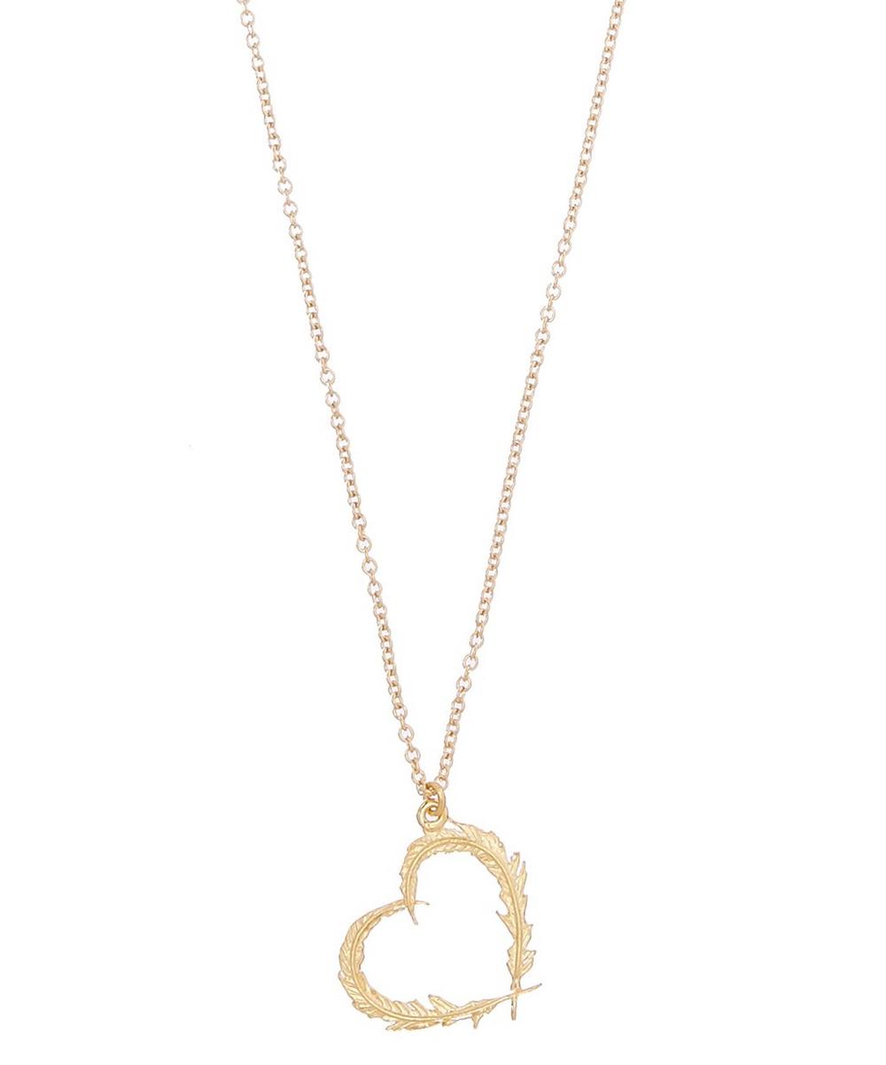 Alex Monroe Gold-plated Feather Heart Pendant Necklace