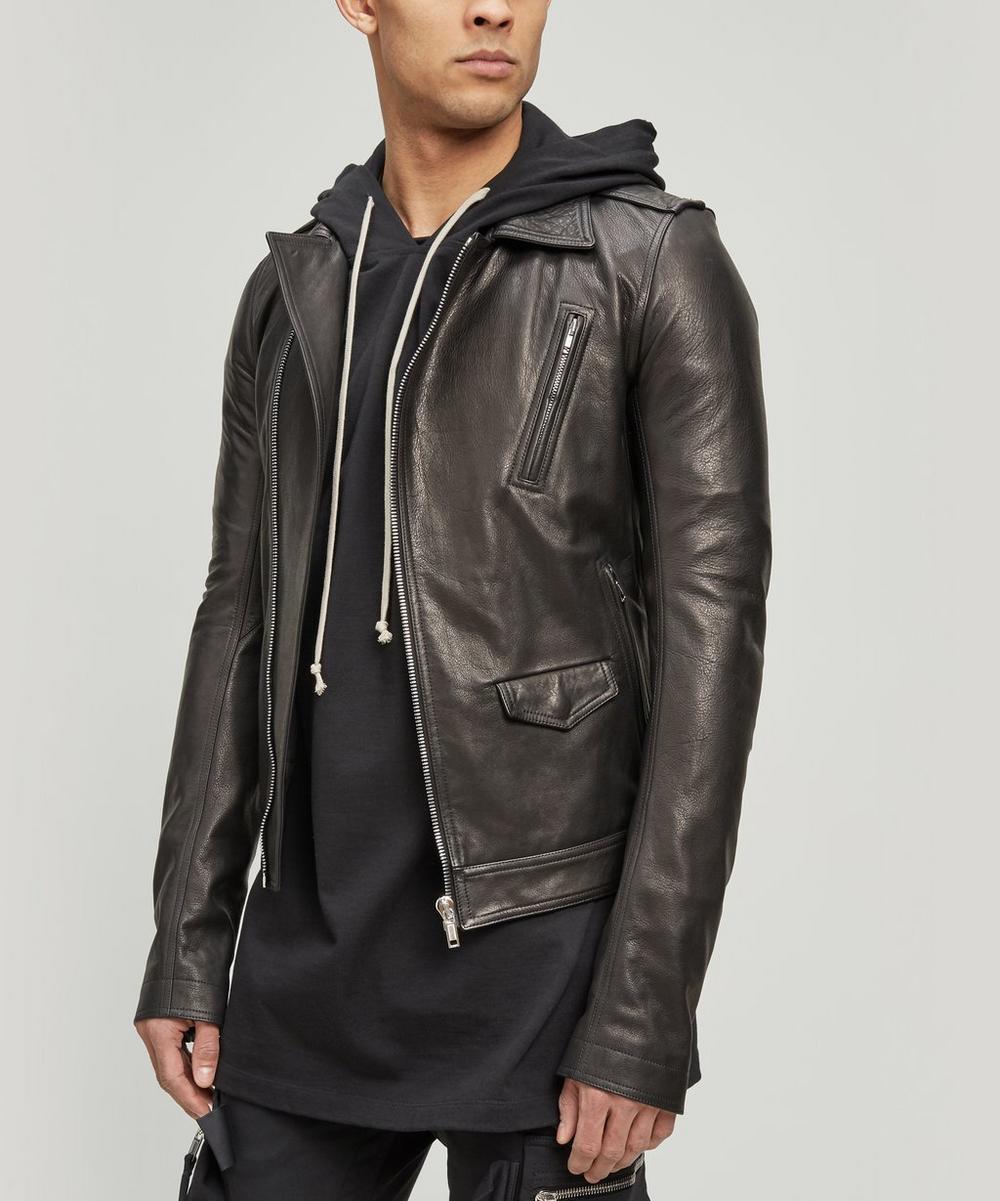 Rick Owens Black Leather Stooges Jacket In White | ModeSens