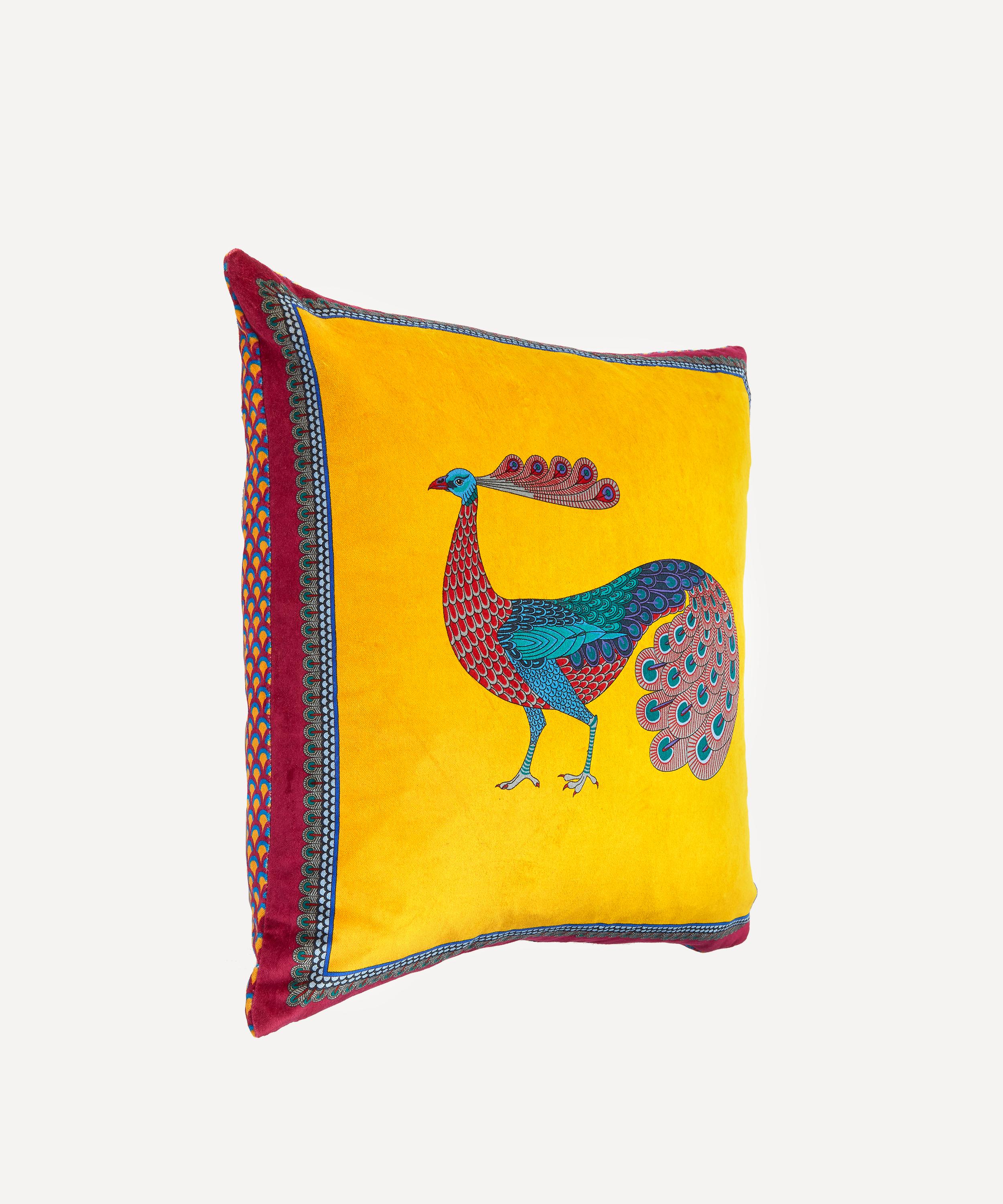 Peacock Garden Velvet Cushion Liberty London