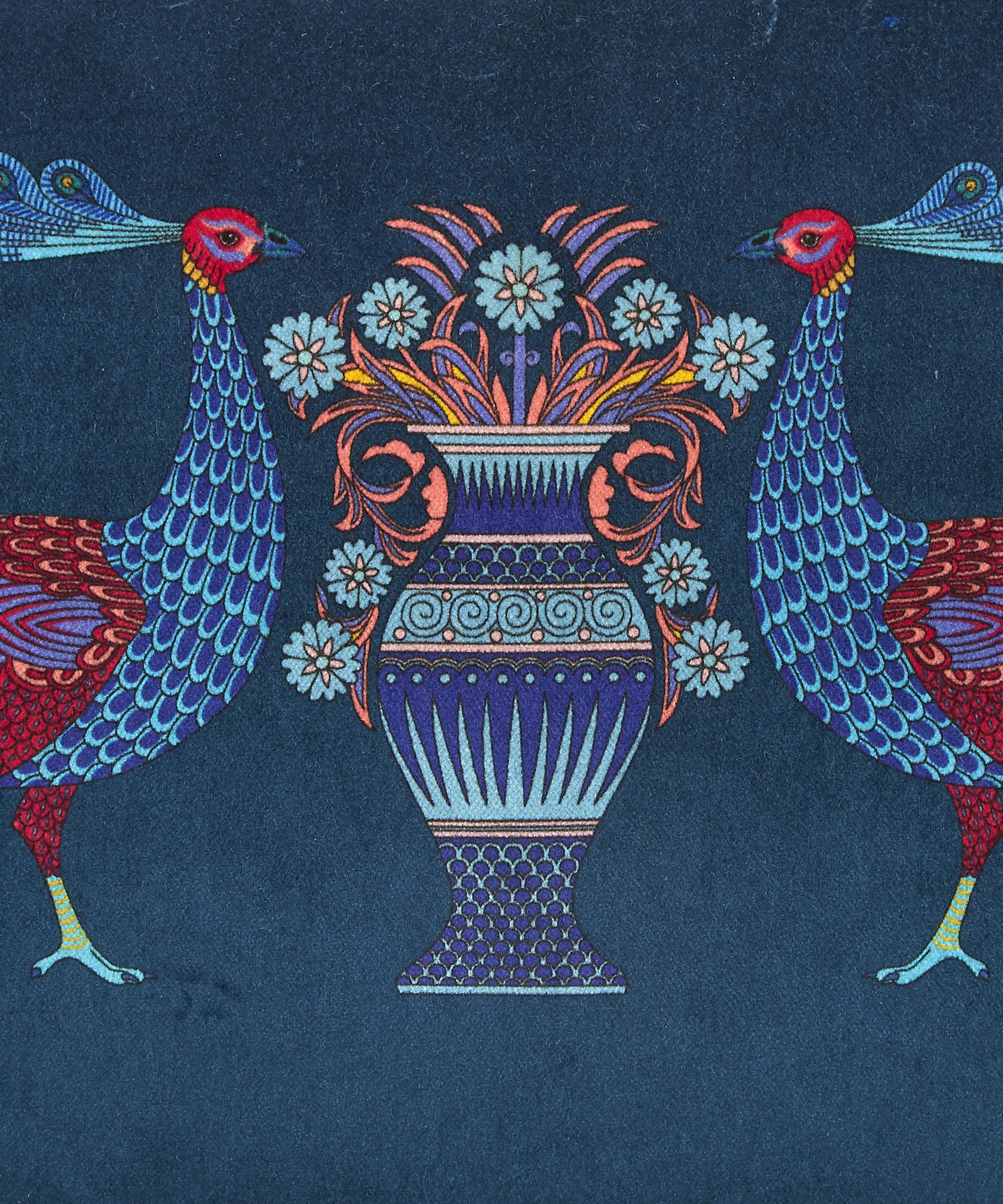 Shop Liberty Peacock Garden Velvet Bolster Cushion In Blue