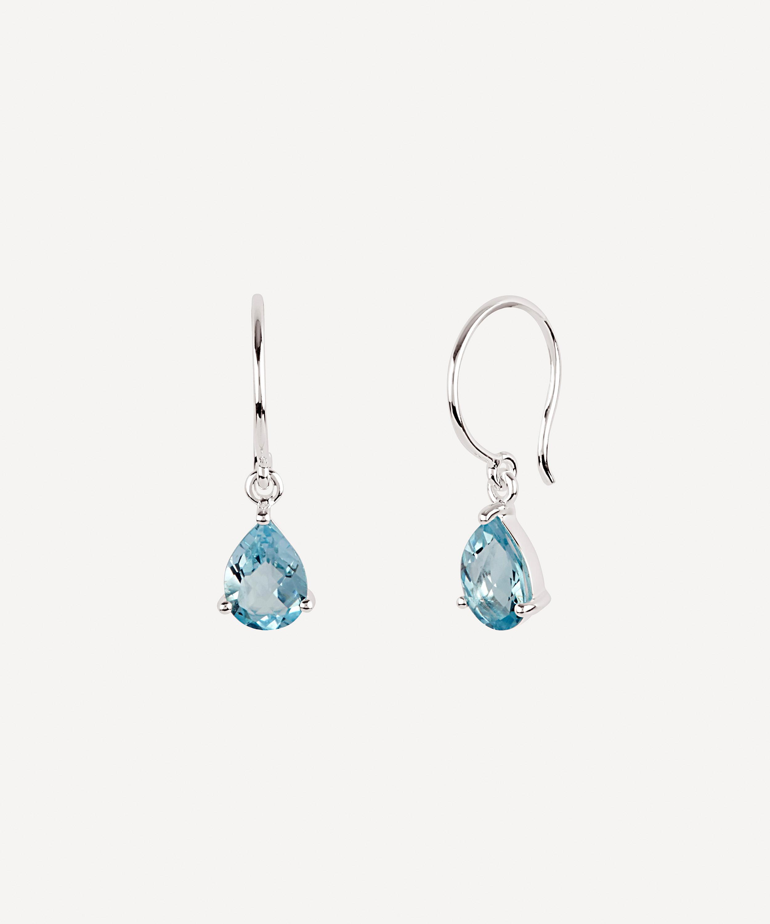 Silver Gem Drops Blue Topaz Drop Earrings Liberty London