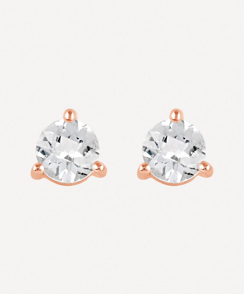Dinny Hall Rose Gold Plated Vermeil Silver Gem Drop Round White Topaz Stud Earrings
