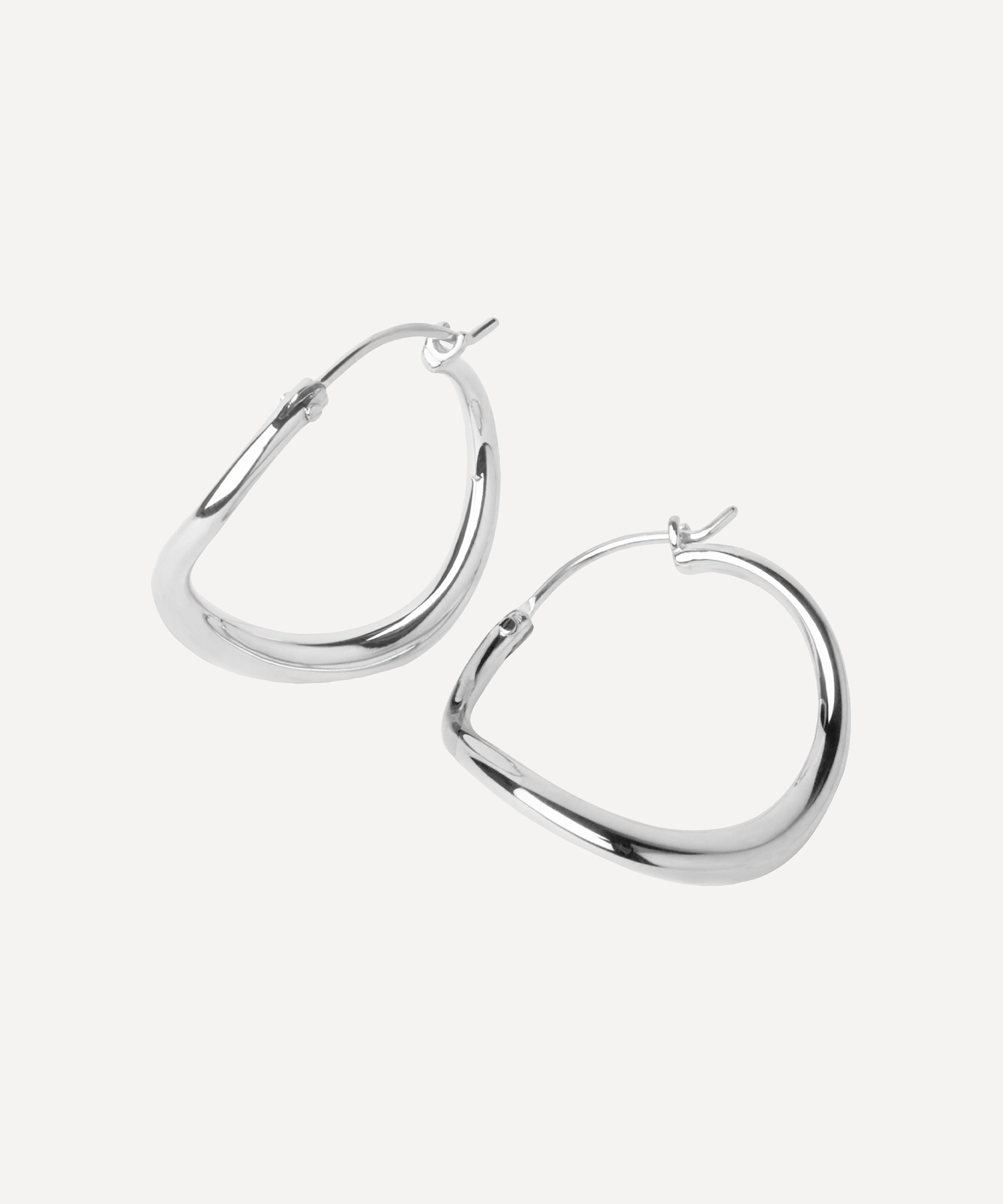 Silver Wave Small Hoop Earrings Liberty