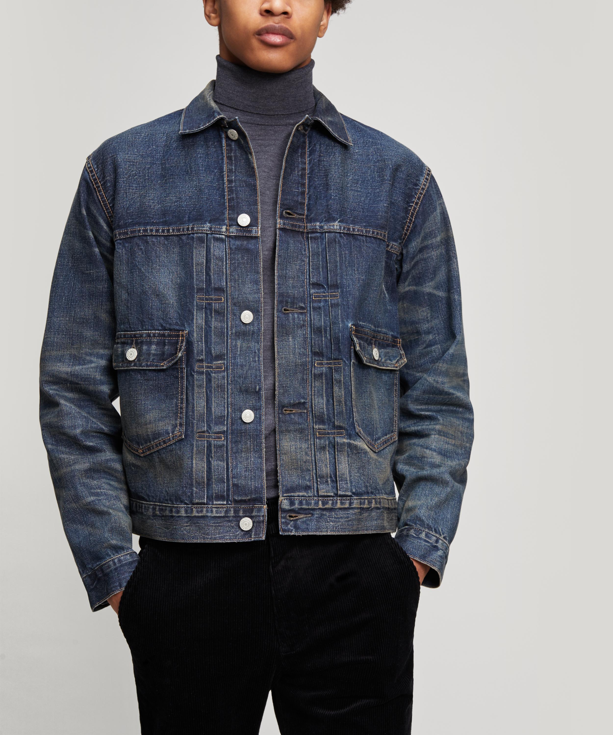 Type 2 Washed Selvedge Denim Jacket In Mid Denim