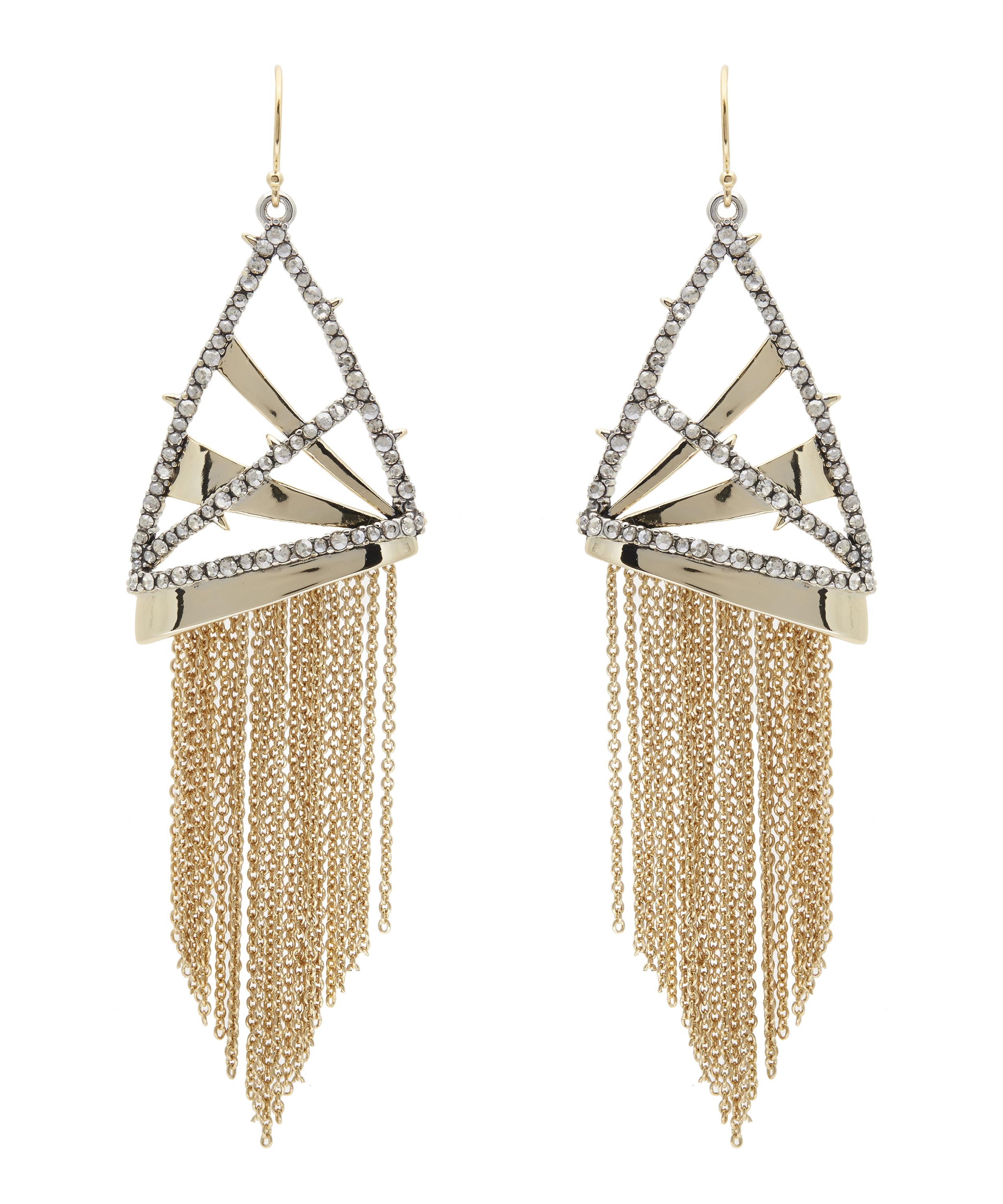 Alexis Bittar Crystal Plaid Fringe Earrings In Gold | ModeSens