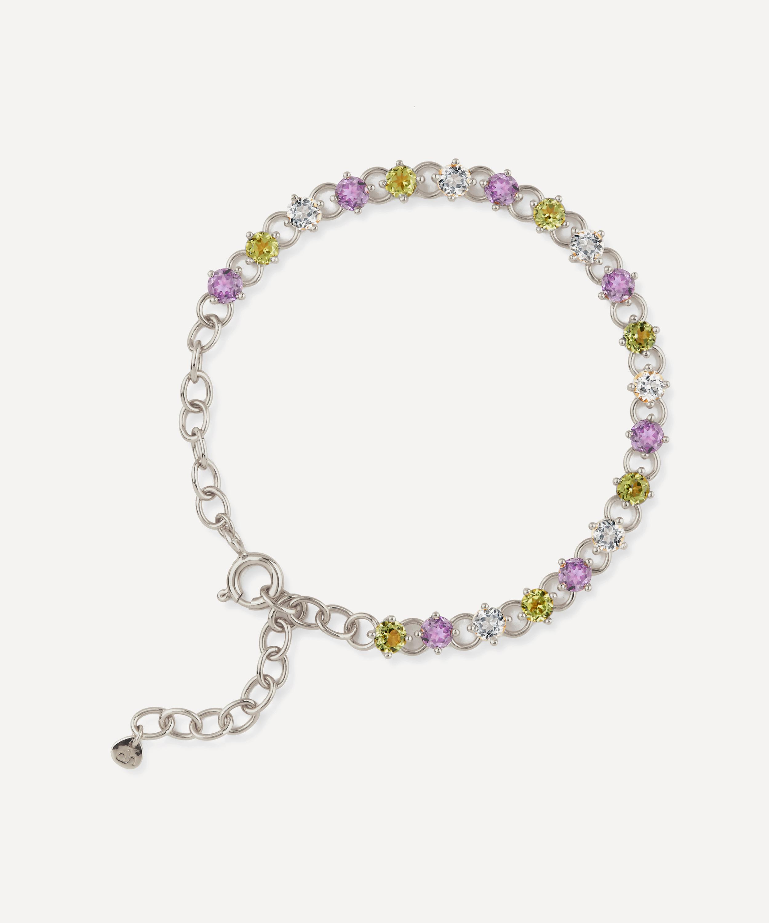 Dinny Hall Silver Suffragette Gem Drop Line Bracelet In Sterling Silver