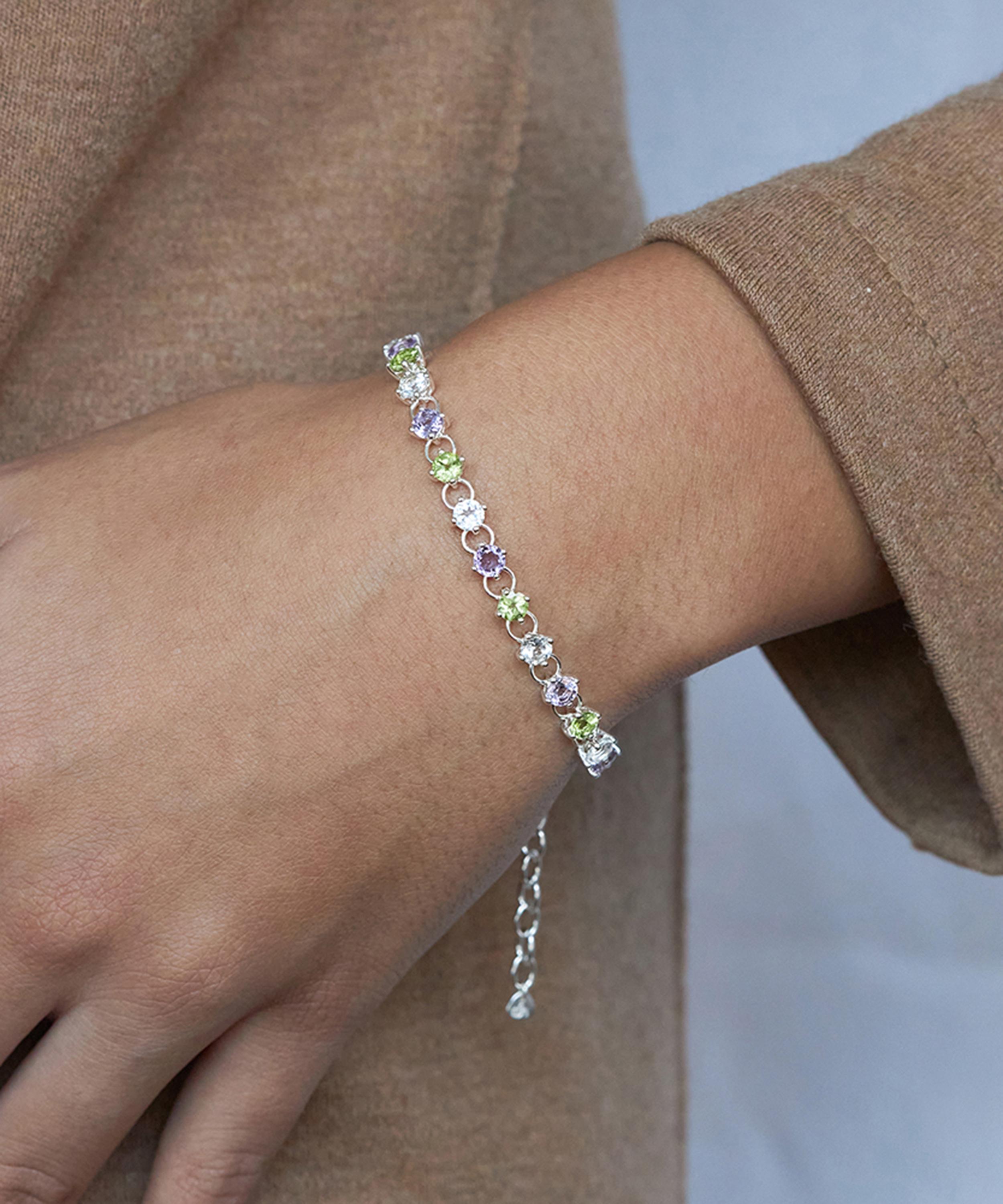 Dinny Hall Silver Suffragette Gem Drop Line Bracelet In Sterling Silver