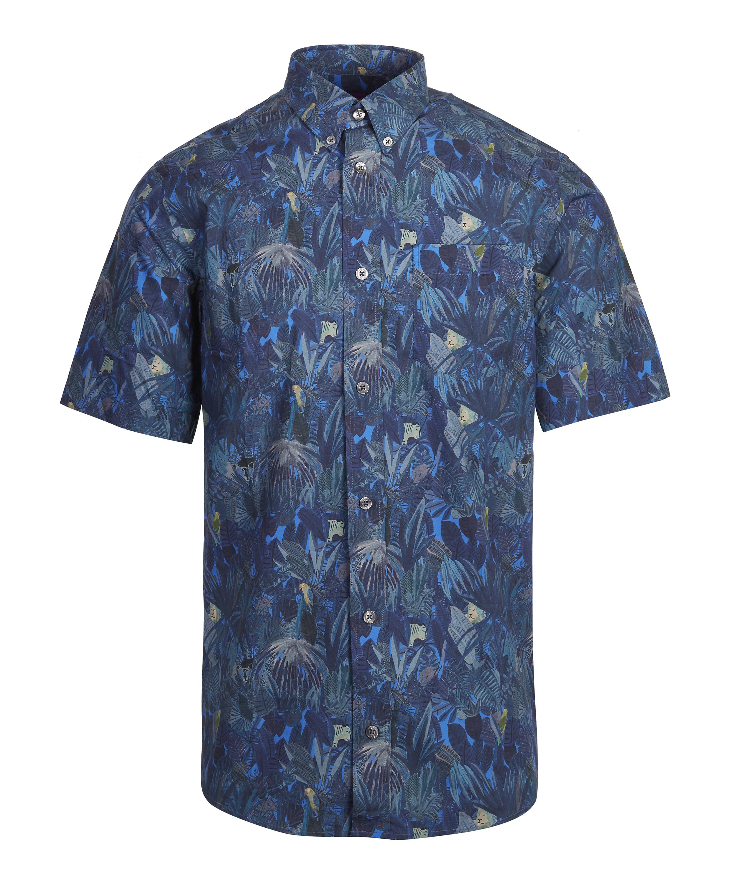 LIBERTY LONDON JUNGLE TAPESTRY POPLIN SHORT SLEEVE MEN'S SHIRT