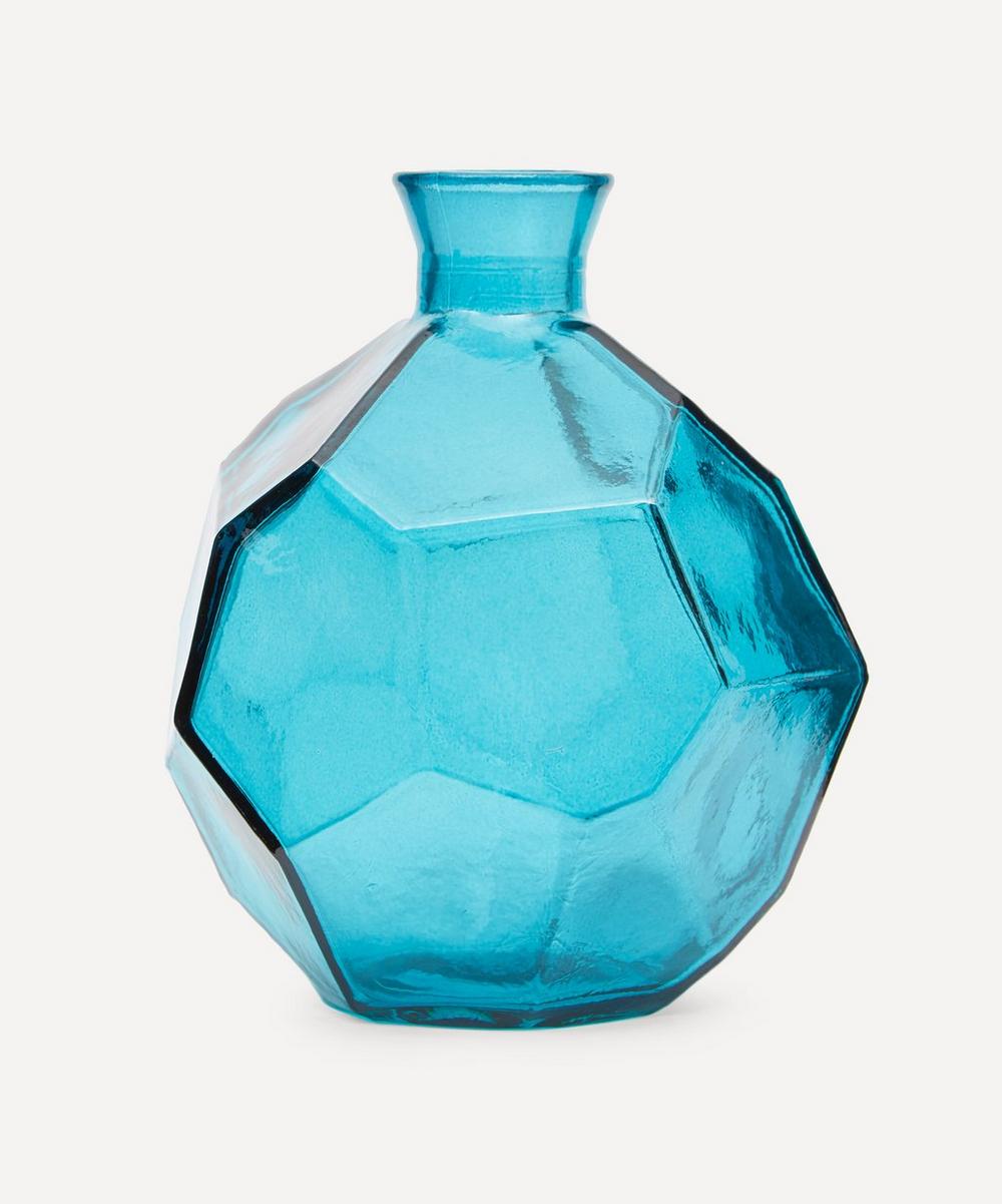 San Miguel Recycled Glass Short Origami Vase In Light Blue