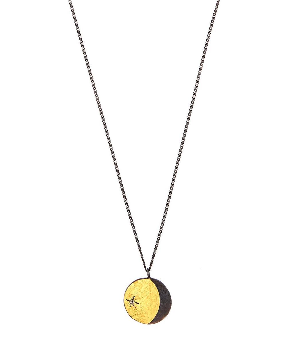 ACANTHUS OXIDISED SILVER DOUBLE-SIDED LUNA COIN NECKLACE