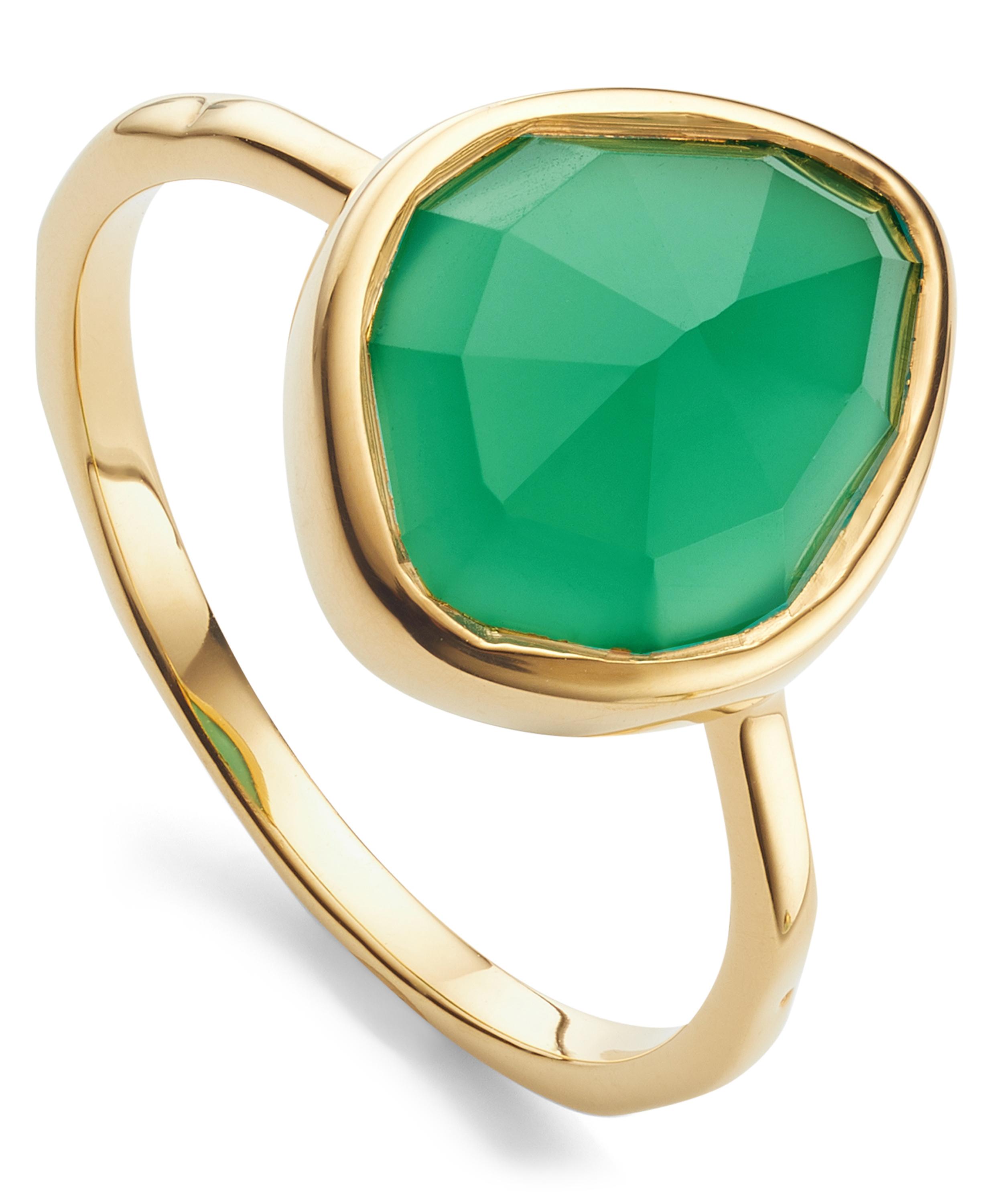 Monica Vinader Gold Vermeil Green Onyx Siren Small Nugget Stacking Ring In Gold