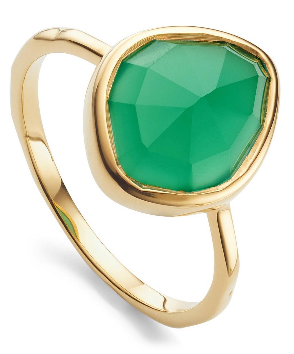 MONICA VINADER GOLD VERMEIL GREEN ONYX SIREN SMALL NUGGET STACKING RING