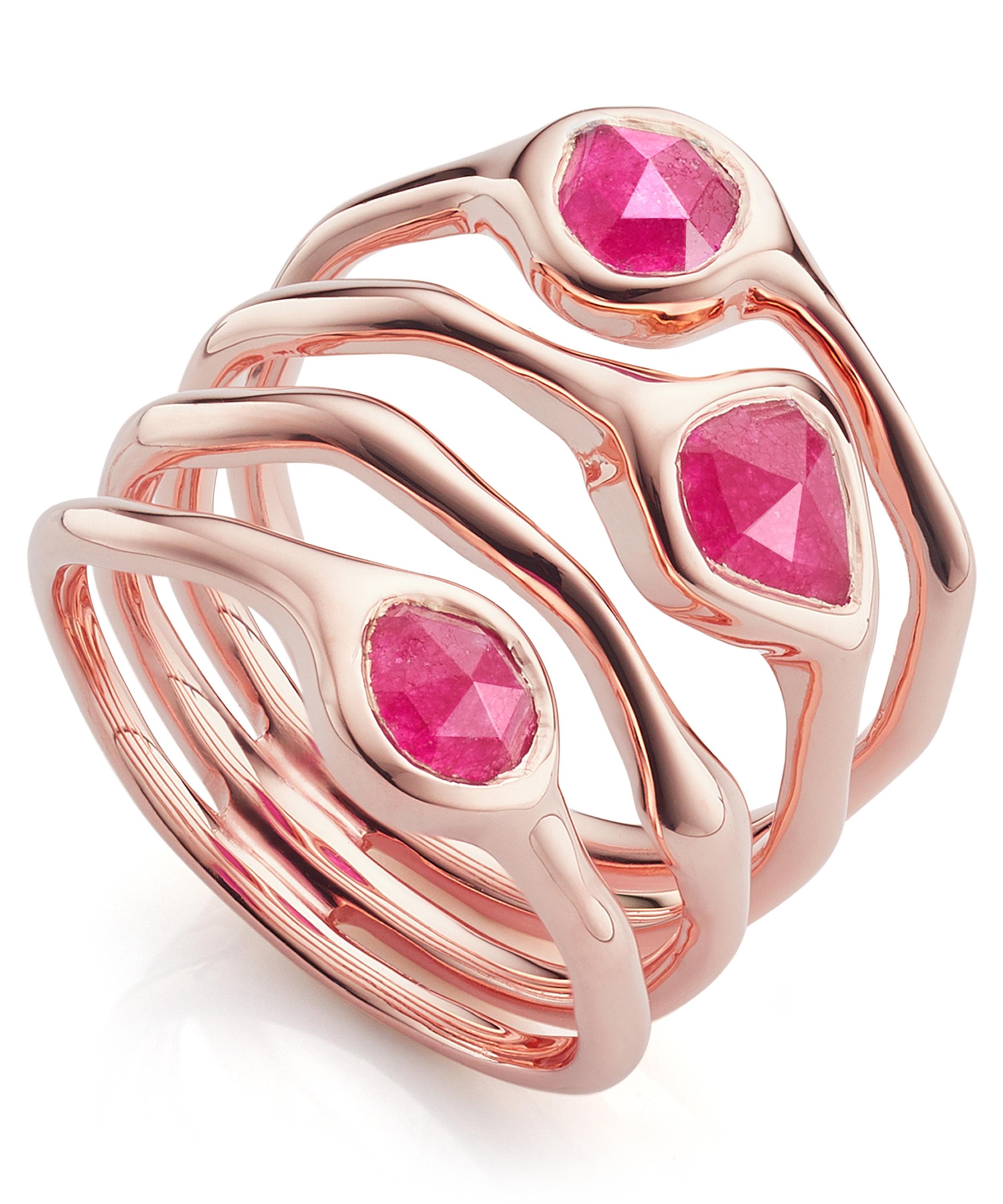 Monica Vinader Rose Gold Vermeil Siren Pink Quartz Cluster Cocktail Ring In Gold