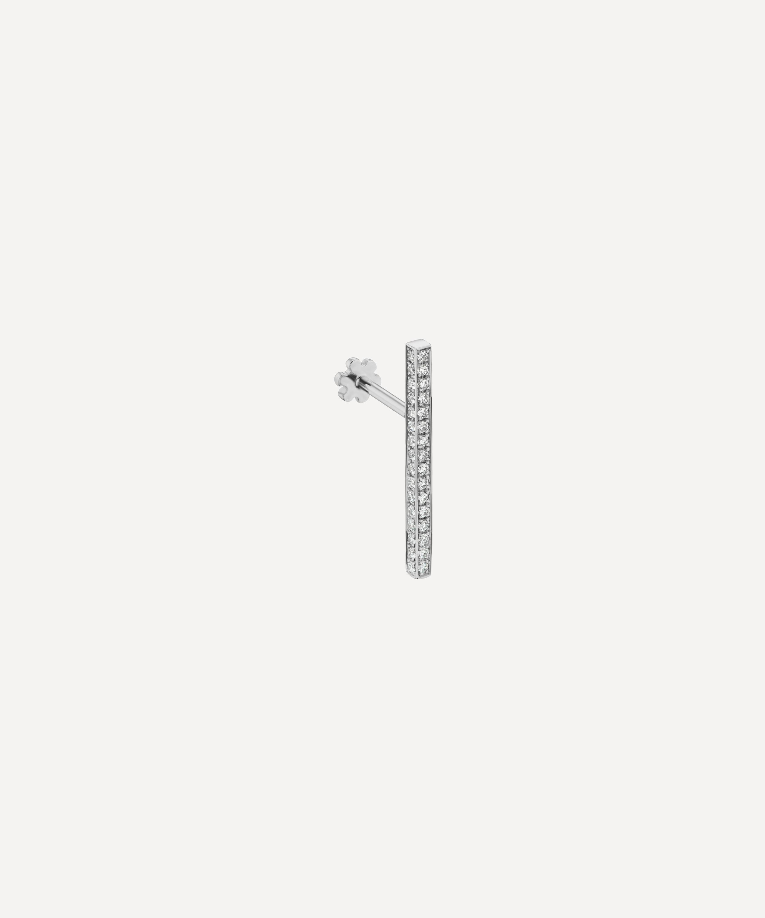 MARIA TASH MARIA TASH 18CT 11MM SQUARE DIAMOND PAVE BAR THREADED STUD EARRING 000588955