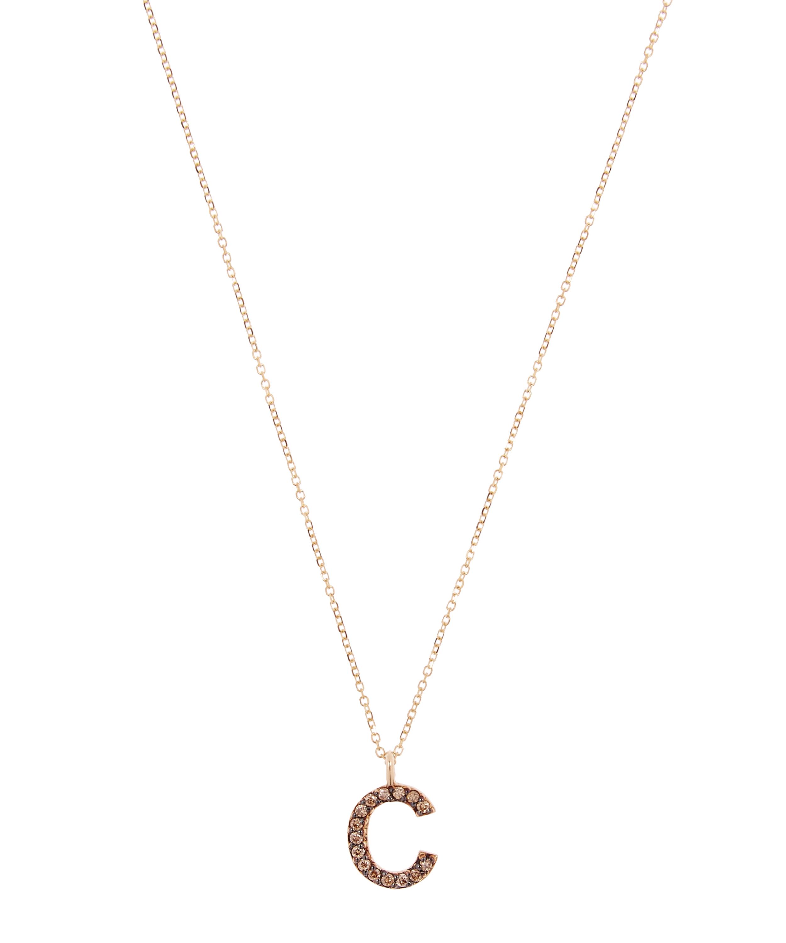 KC DESIGNS YELLOW GOLD CHAMPAGNE DIAMOND LETTER C NECKLACE