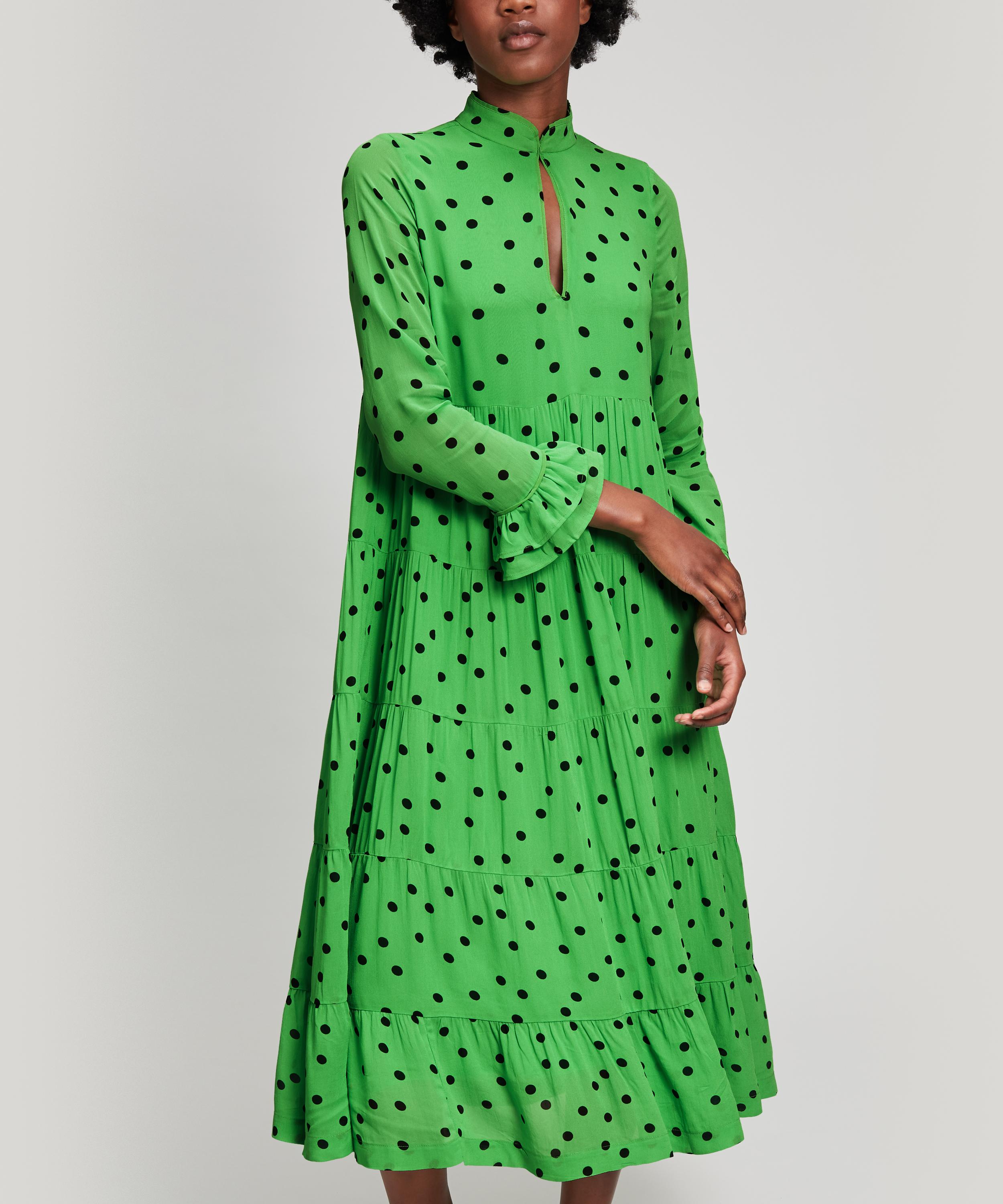 Ganni green 2024 polka dot dress