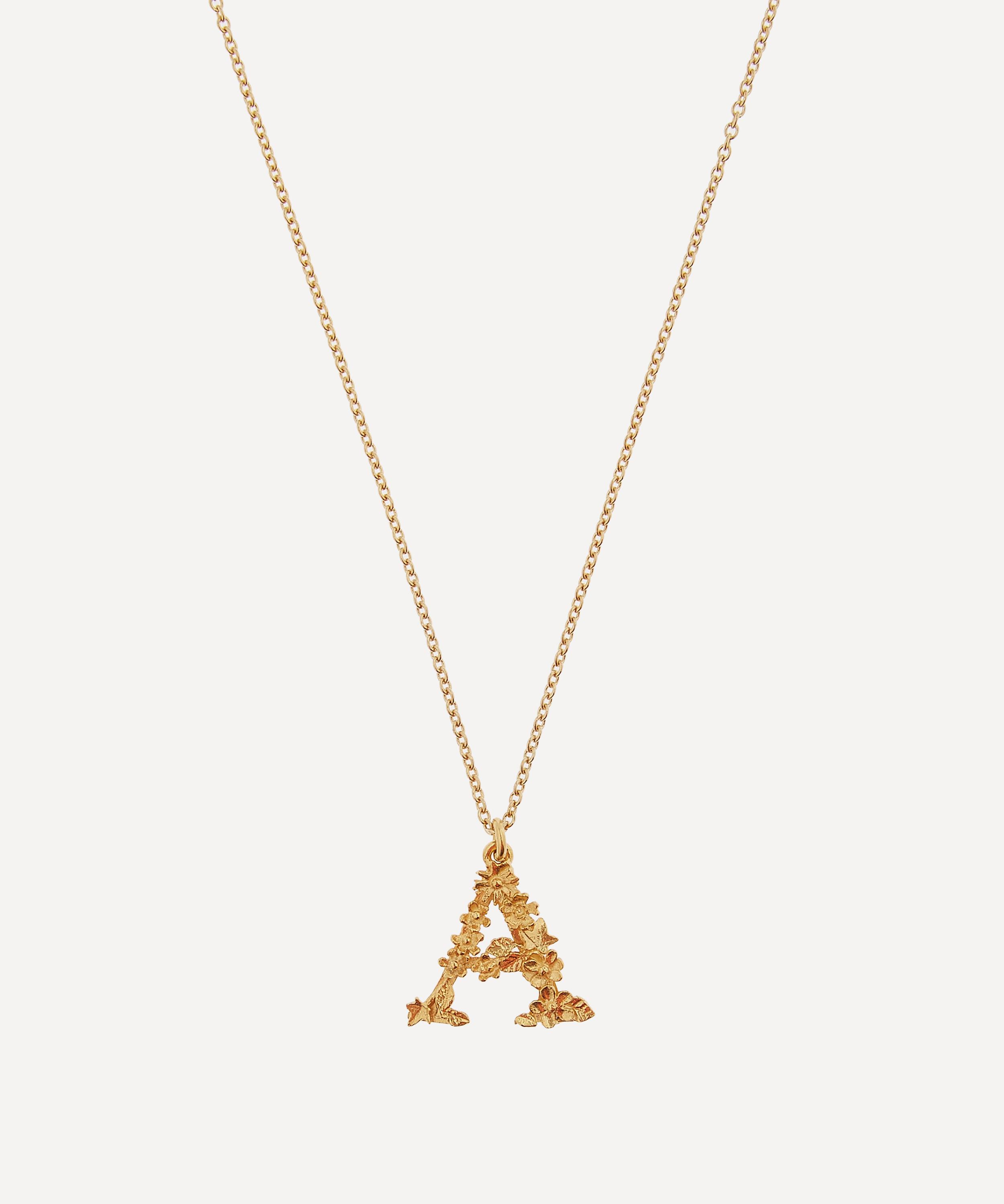 Gold Plated Floral Letter A Alphabet Necklace Liberty