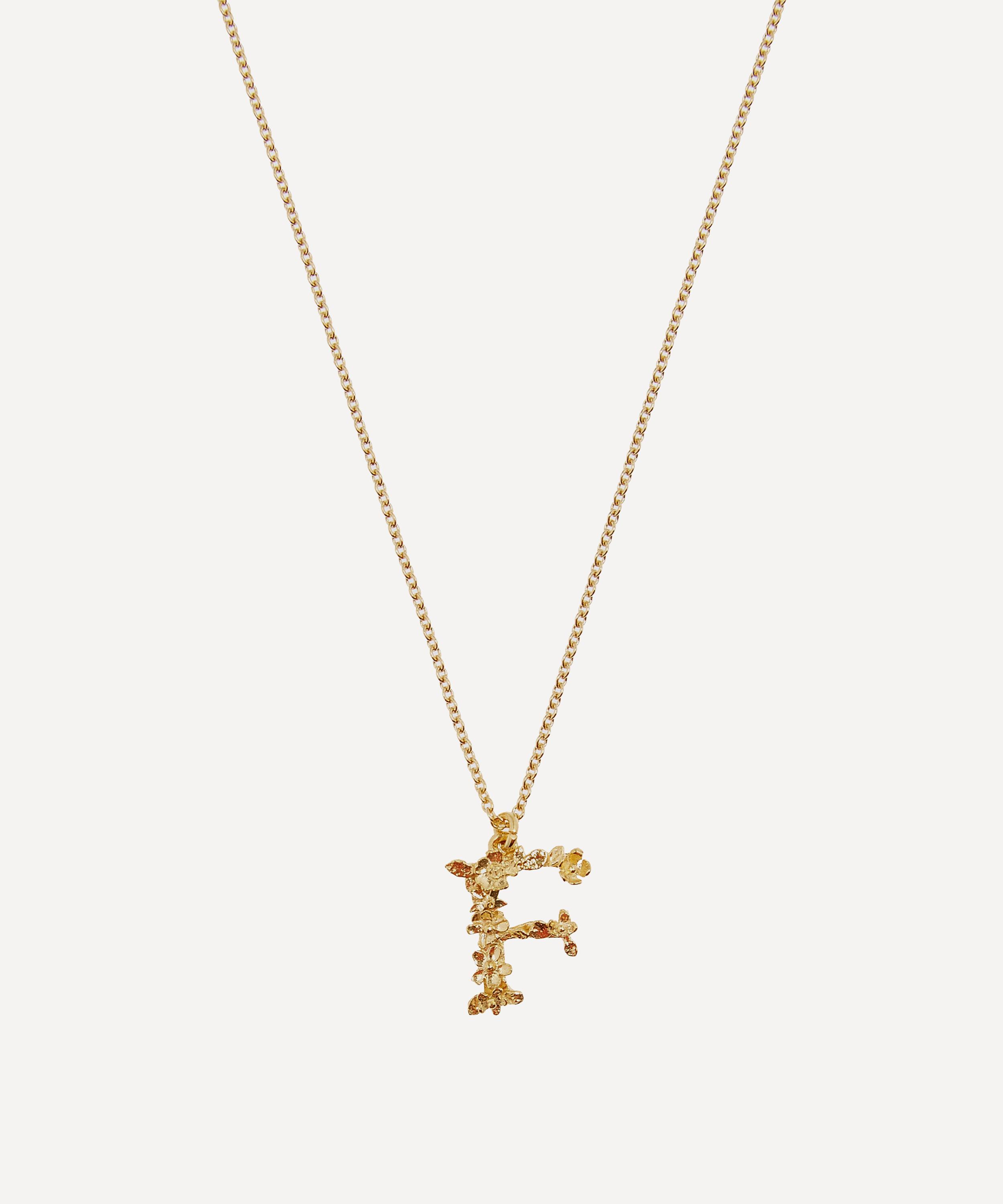 Alex Monroe Gold-plated Floral Letter F Alphabet Necklace