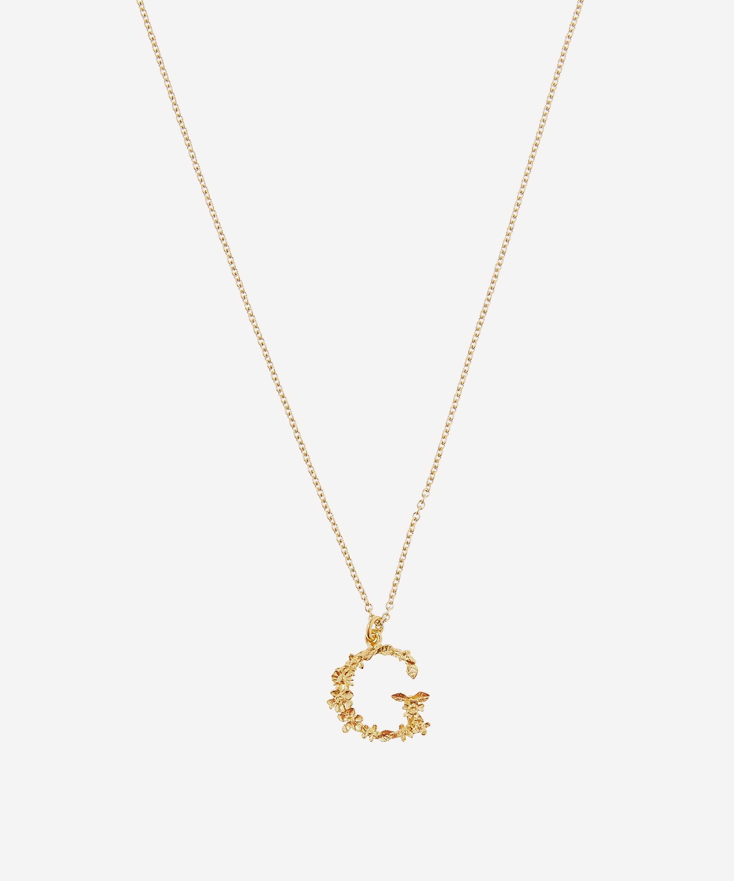 Gold Plated Floral Letter G Alphabet Necklace Liberty