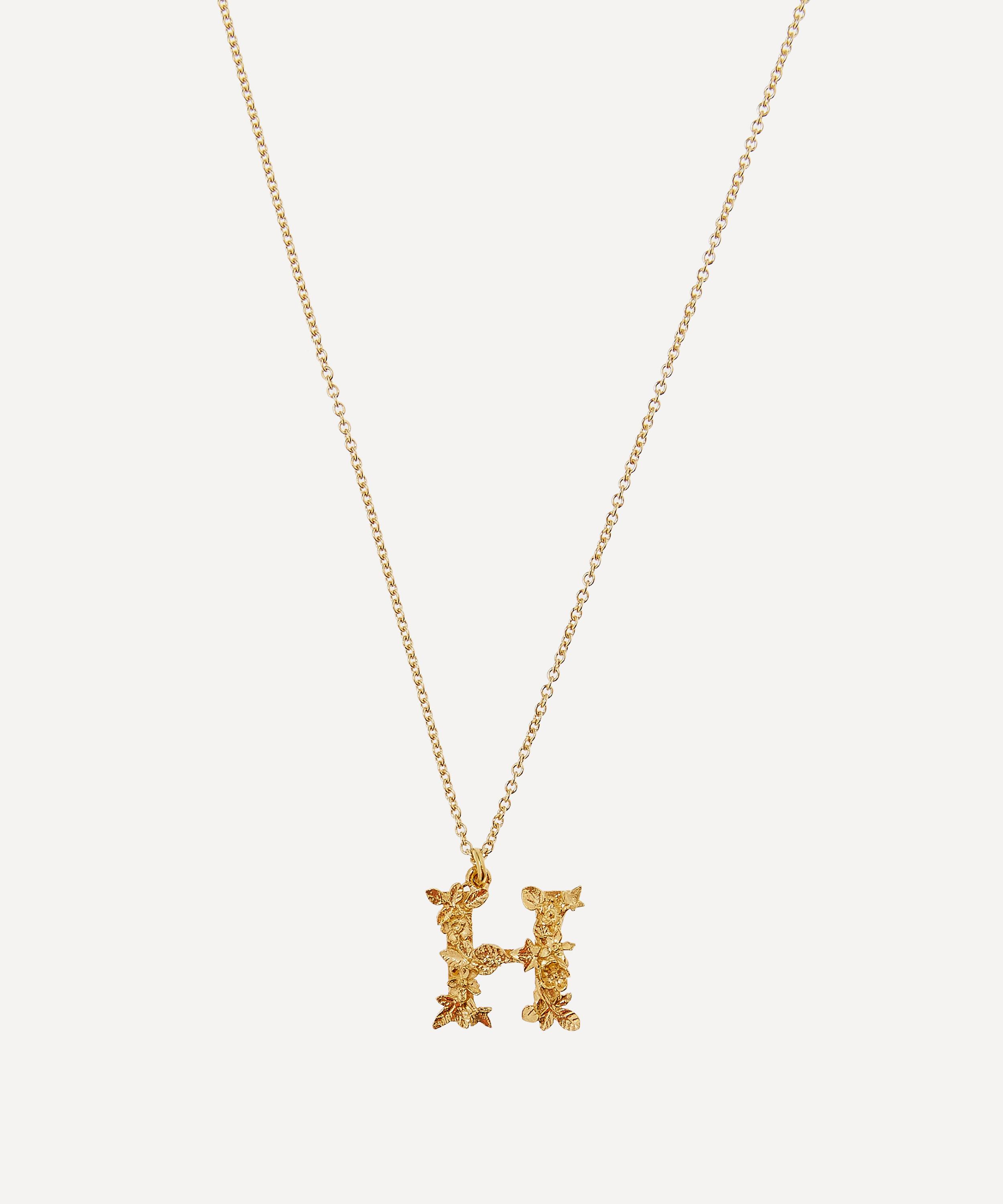 Gold Plated Floral Letter H Alphabet Necklace Liberty