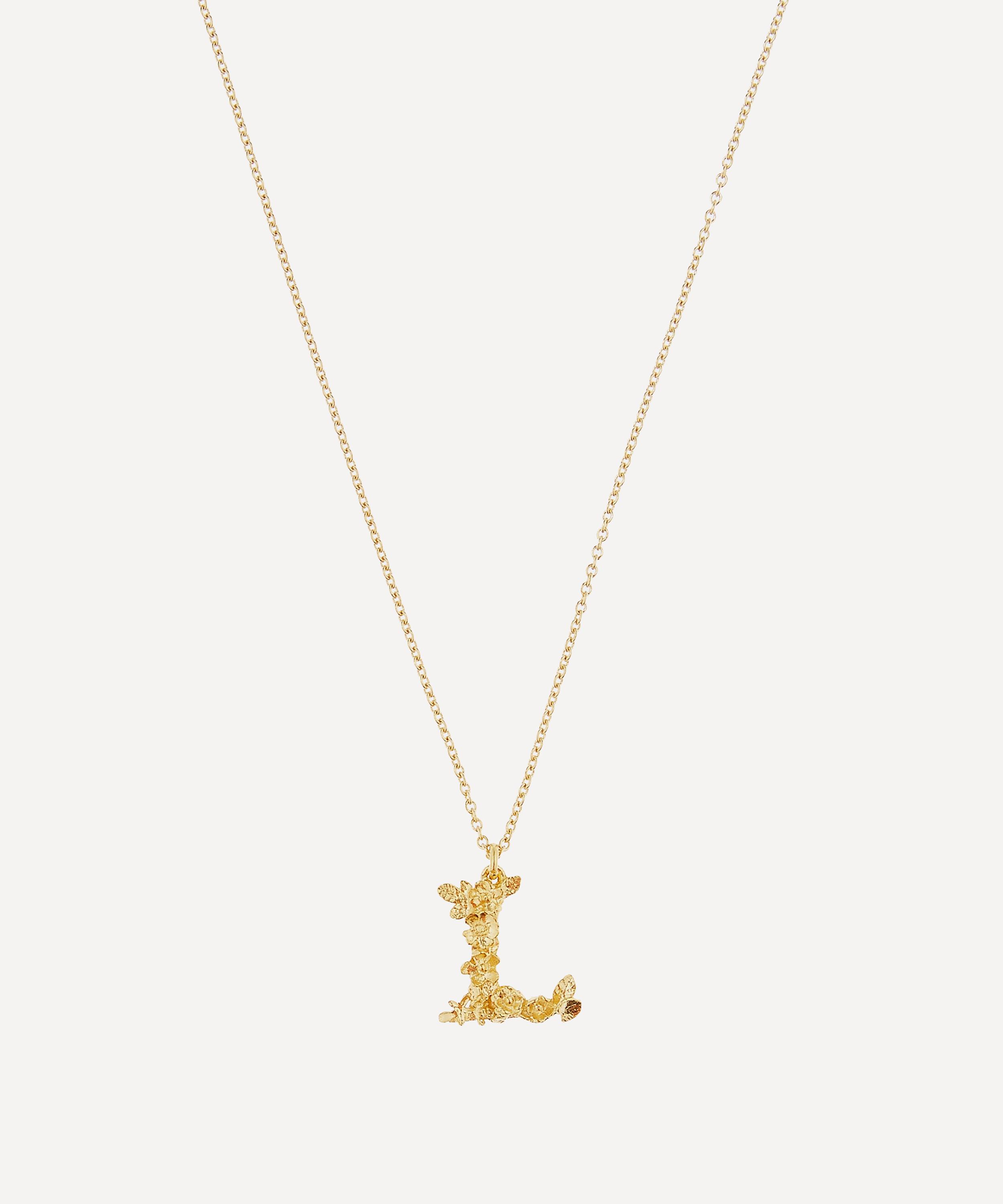 Alex Monroe Gold-plated Floral Letter L Alphabet Necklace
