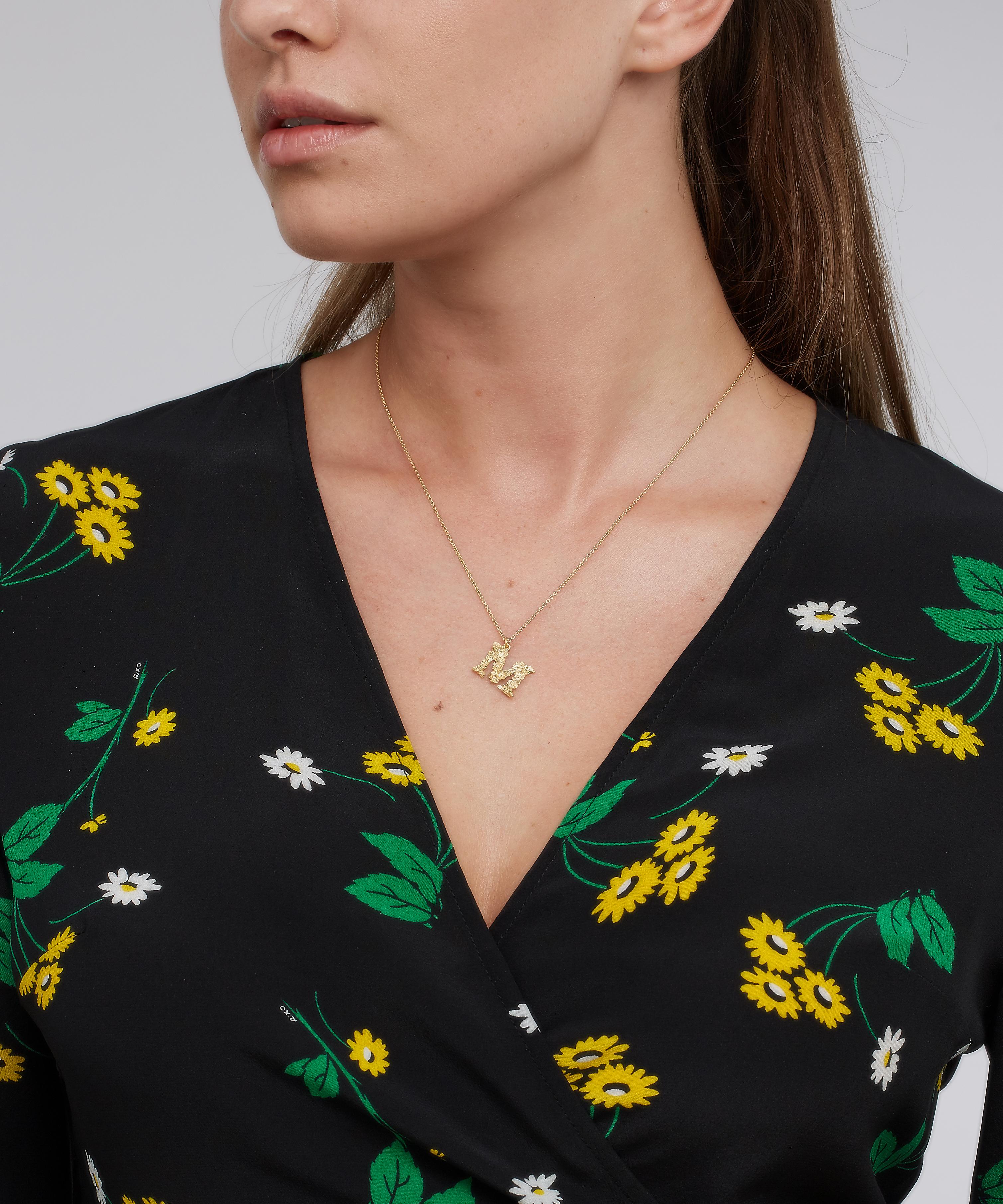 Alex Monroe Gold-plated Floral Letter M Alphabet Necklace In Gold