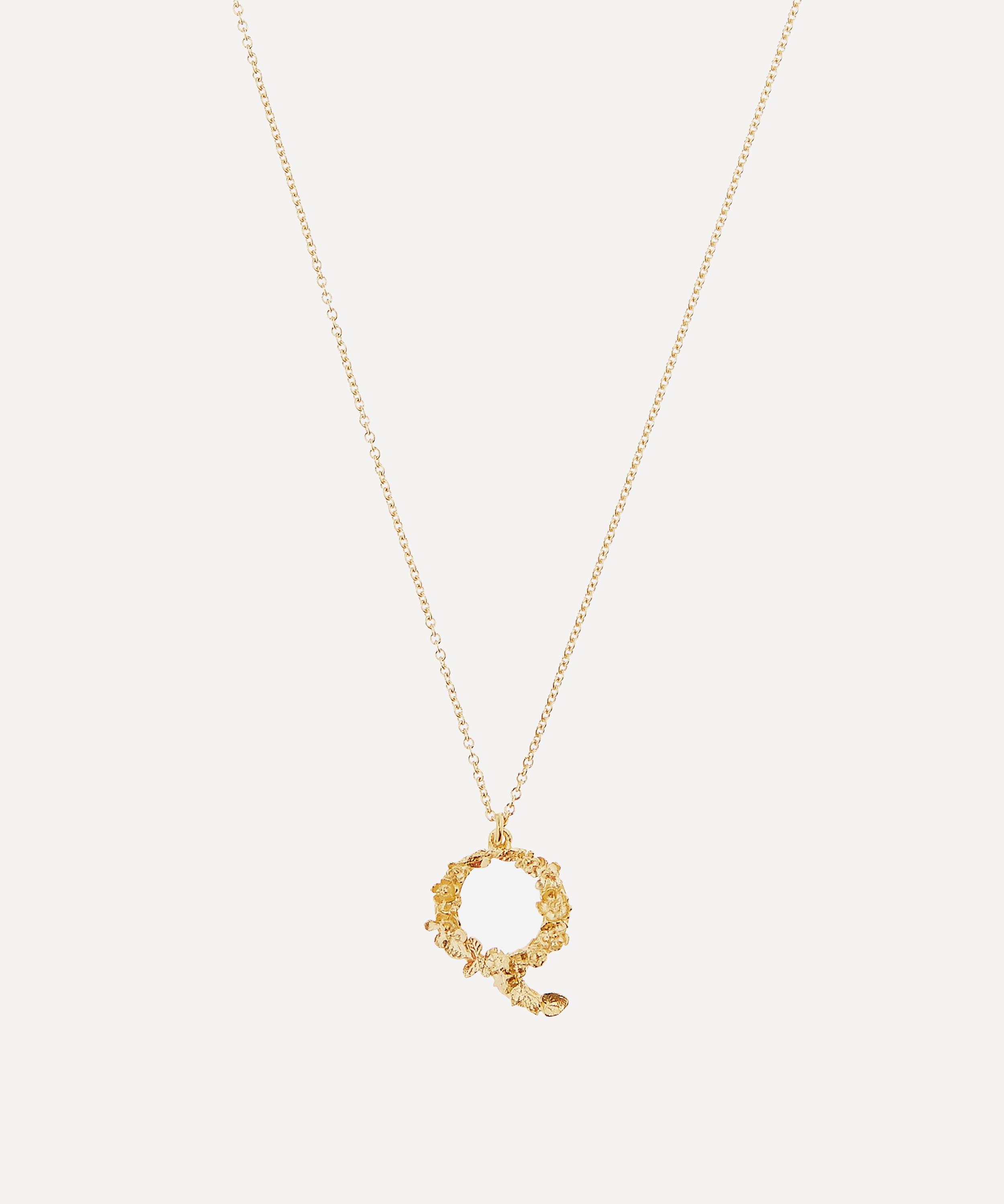 Alex Monroe Gold-plated Floral Letter Q Alphabet Necklace
