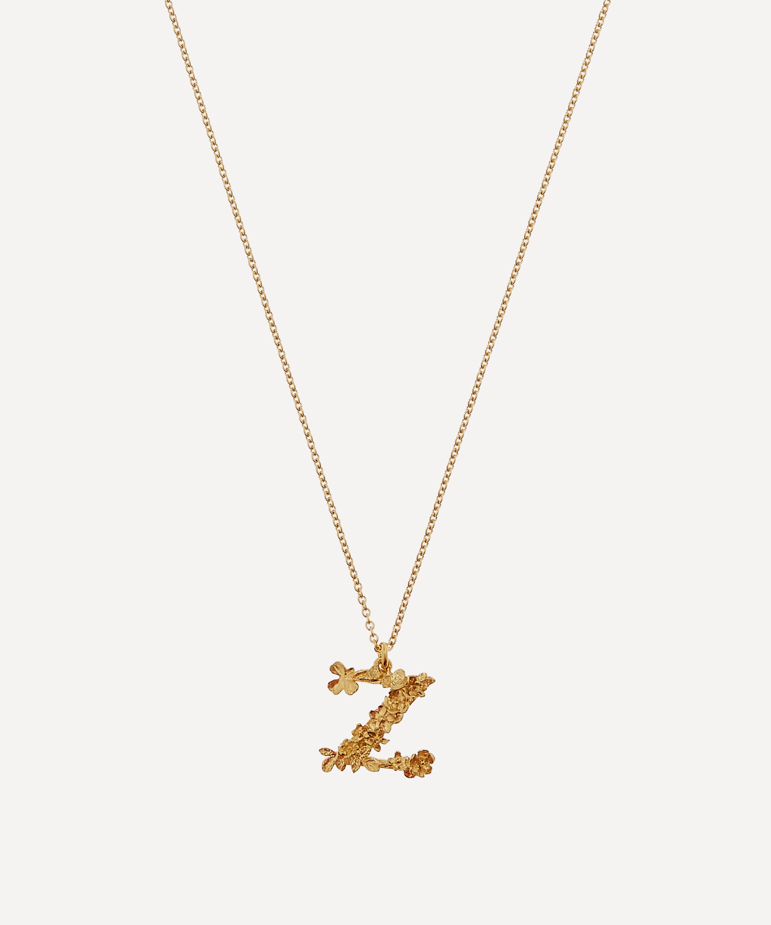 ALEX MONROE GOLD-PLATED FLORAL LETTER Z ALPHABET NECKLACE,000597304