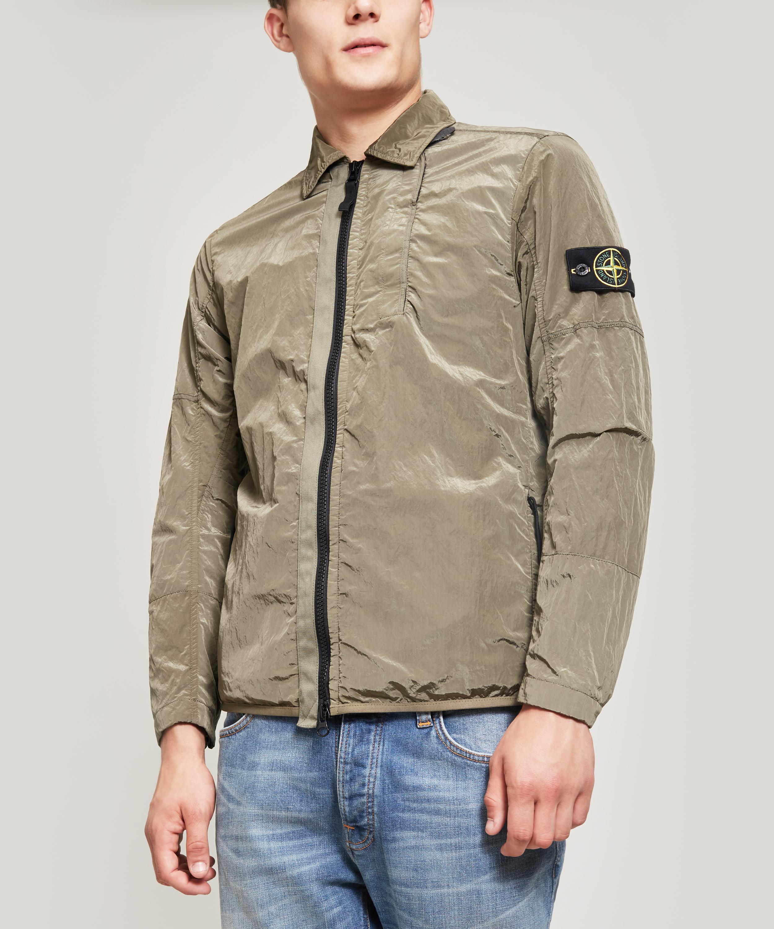 Stone island nylon metal best sale overshirt green