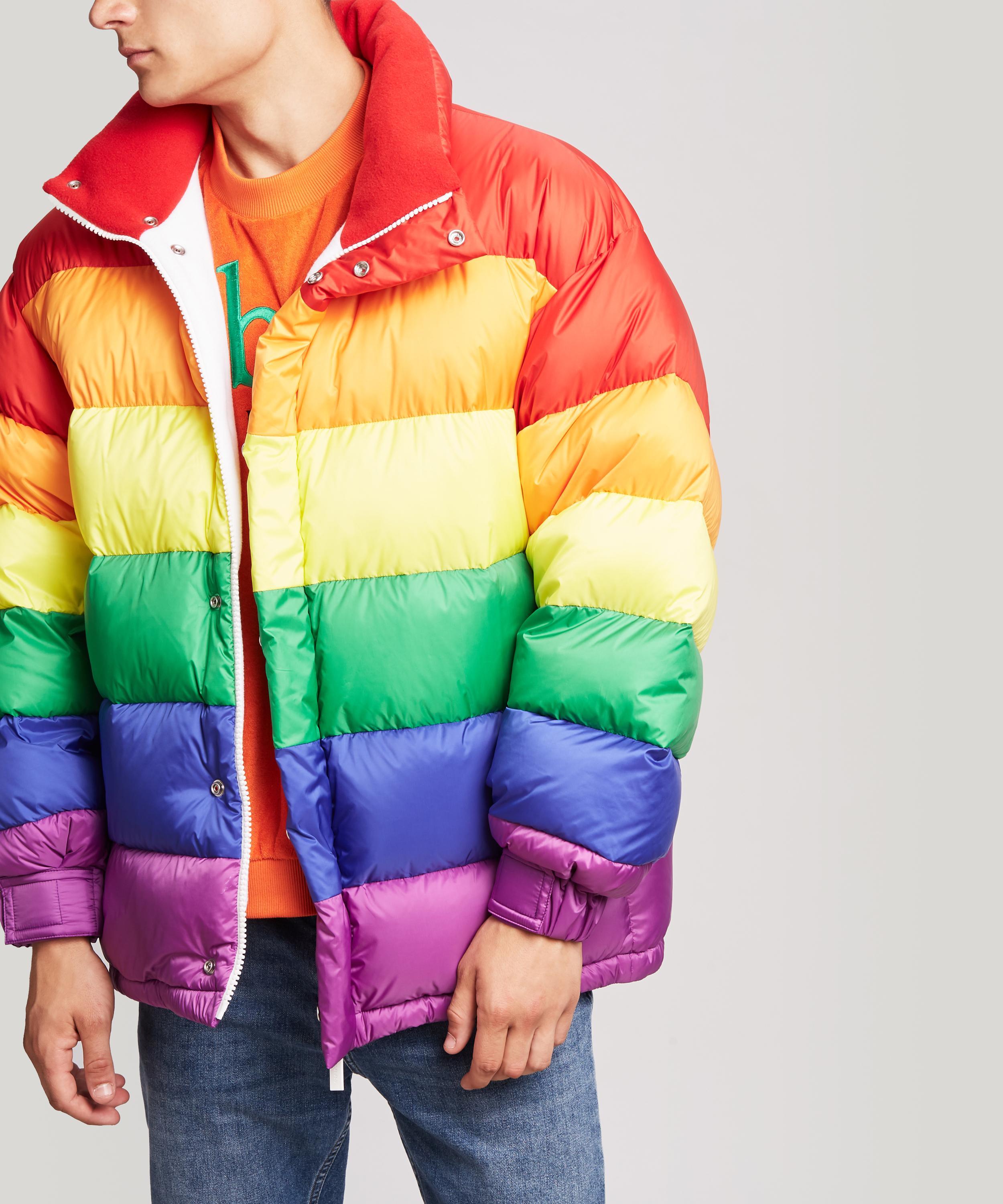 Shop Burberry Rainbow Puffer Jacket In White