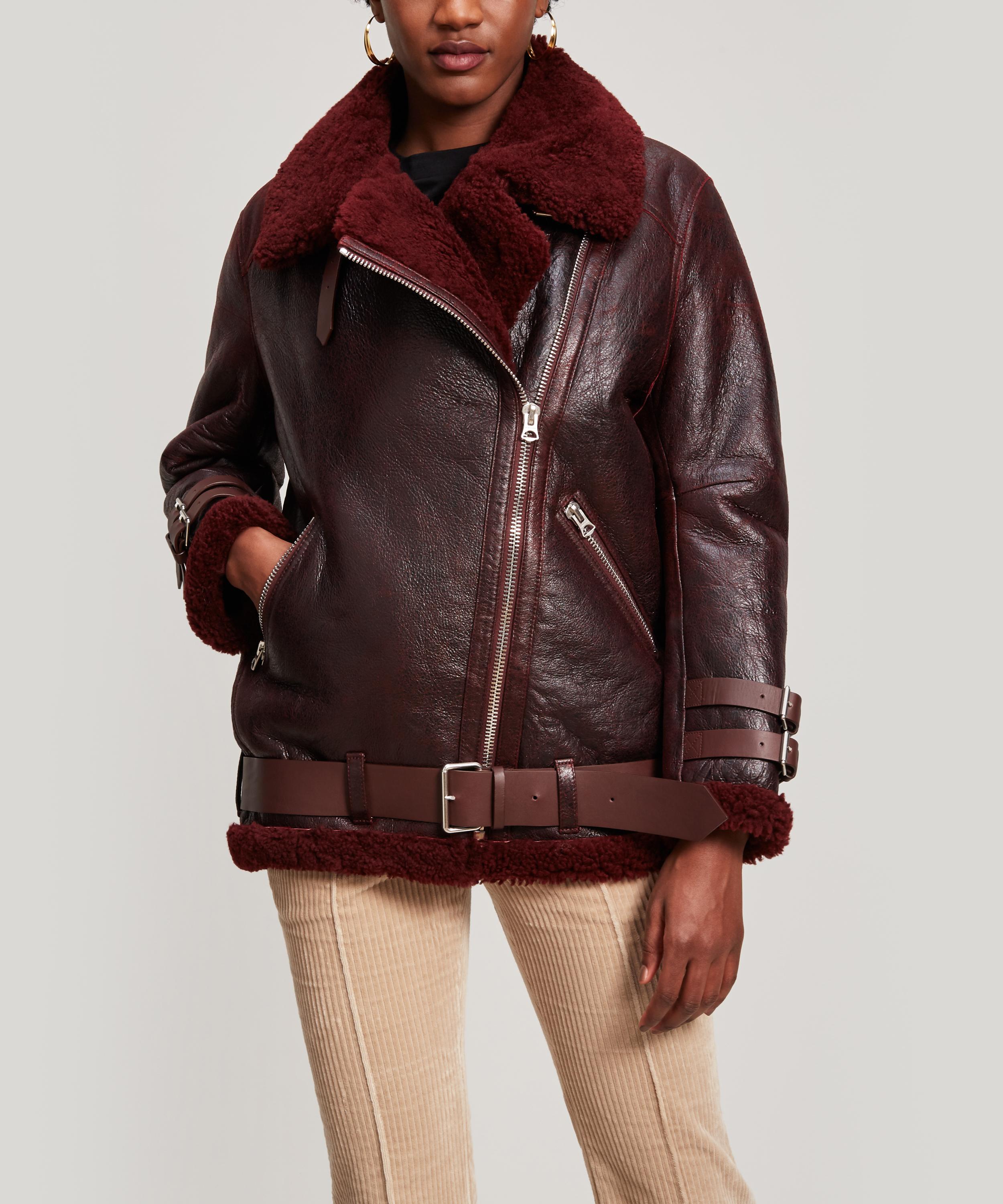 Shop Acne Studios Velocite Shearling Jacket In Red