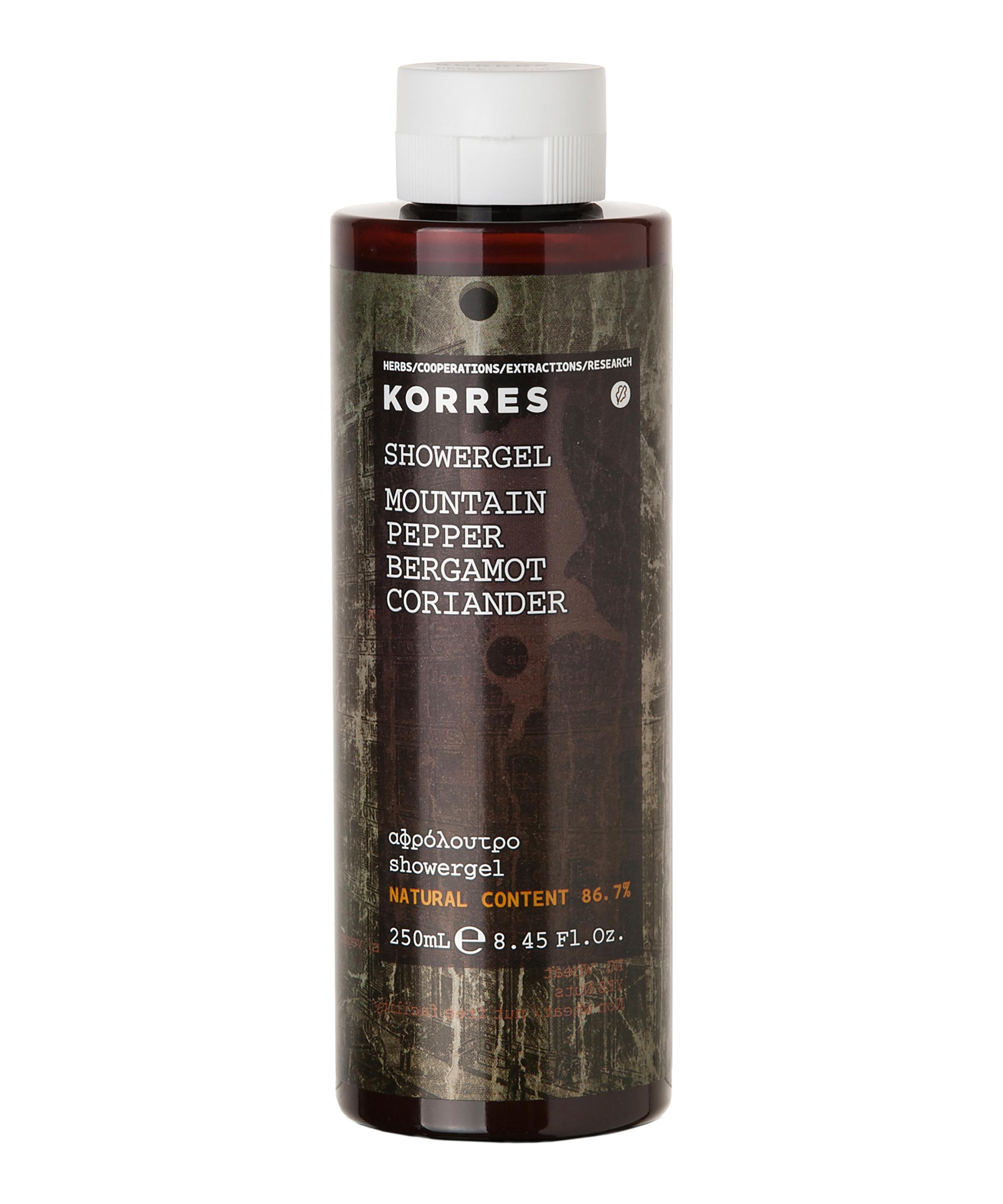 Korres Mountain Pepper Bergamot Coriander Shower Gel 250ml In White