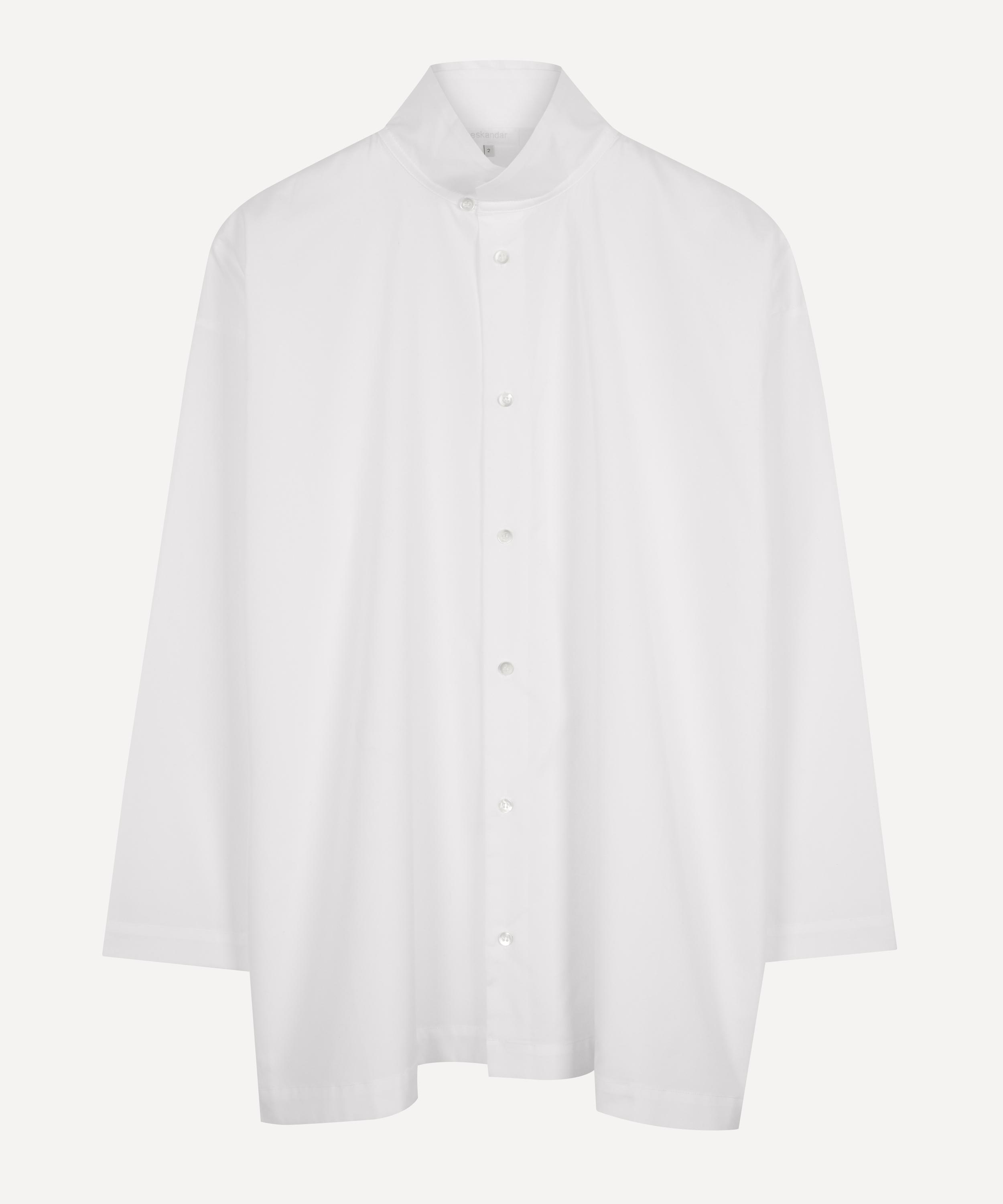 Eskandar Slim A-line Two Collar Cotton Shirt In White