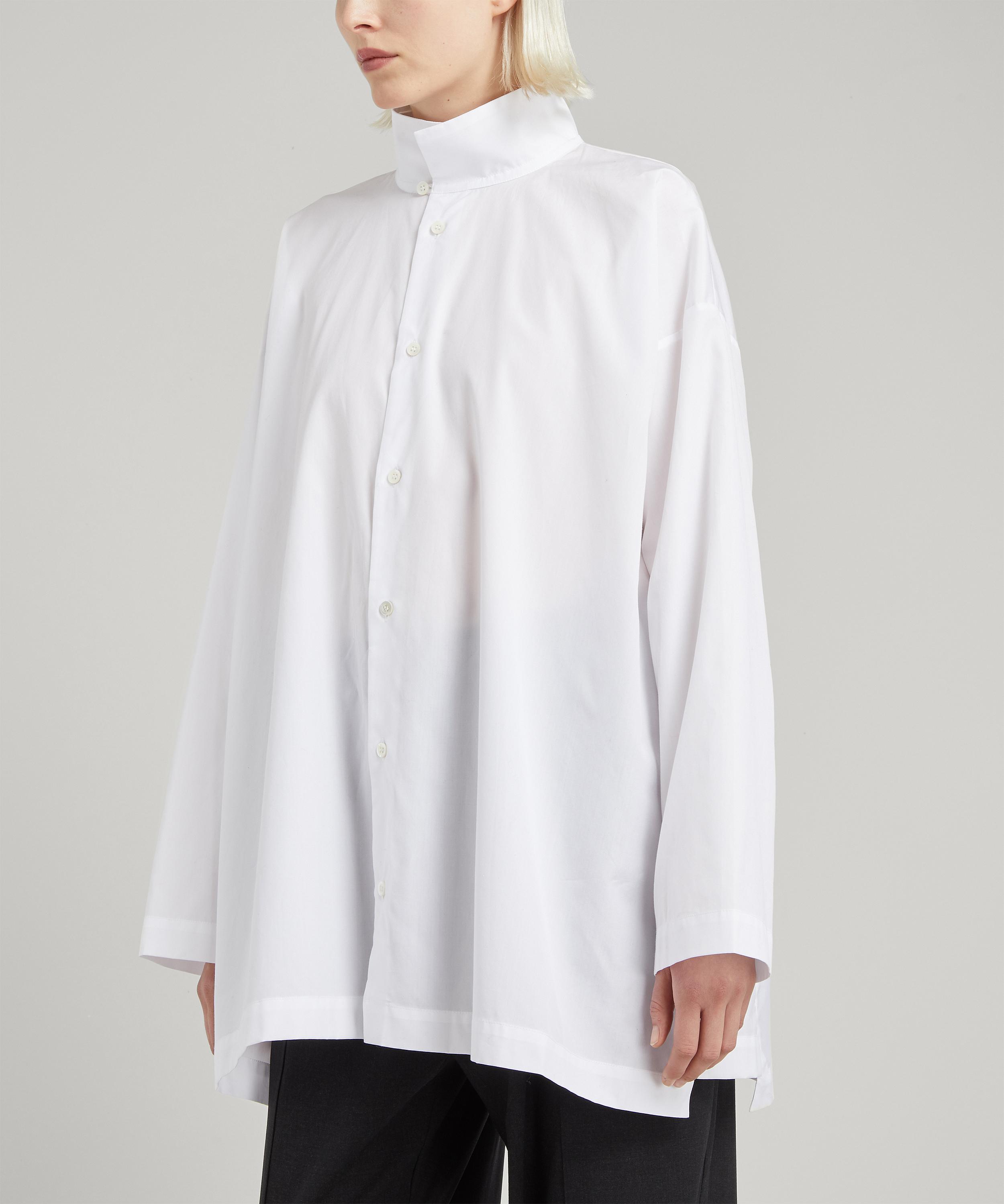 Shop Eskandar Women's Slim A-line Two Collar Cotton Shirt In White
