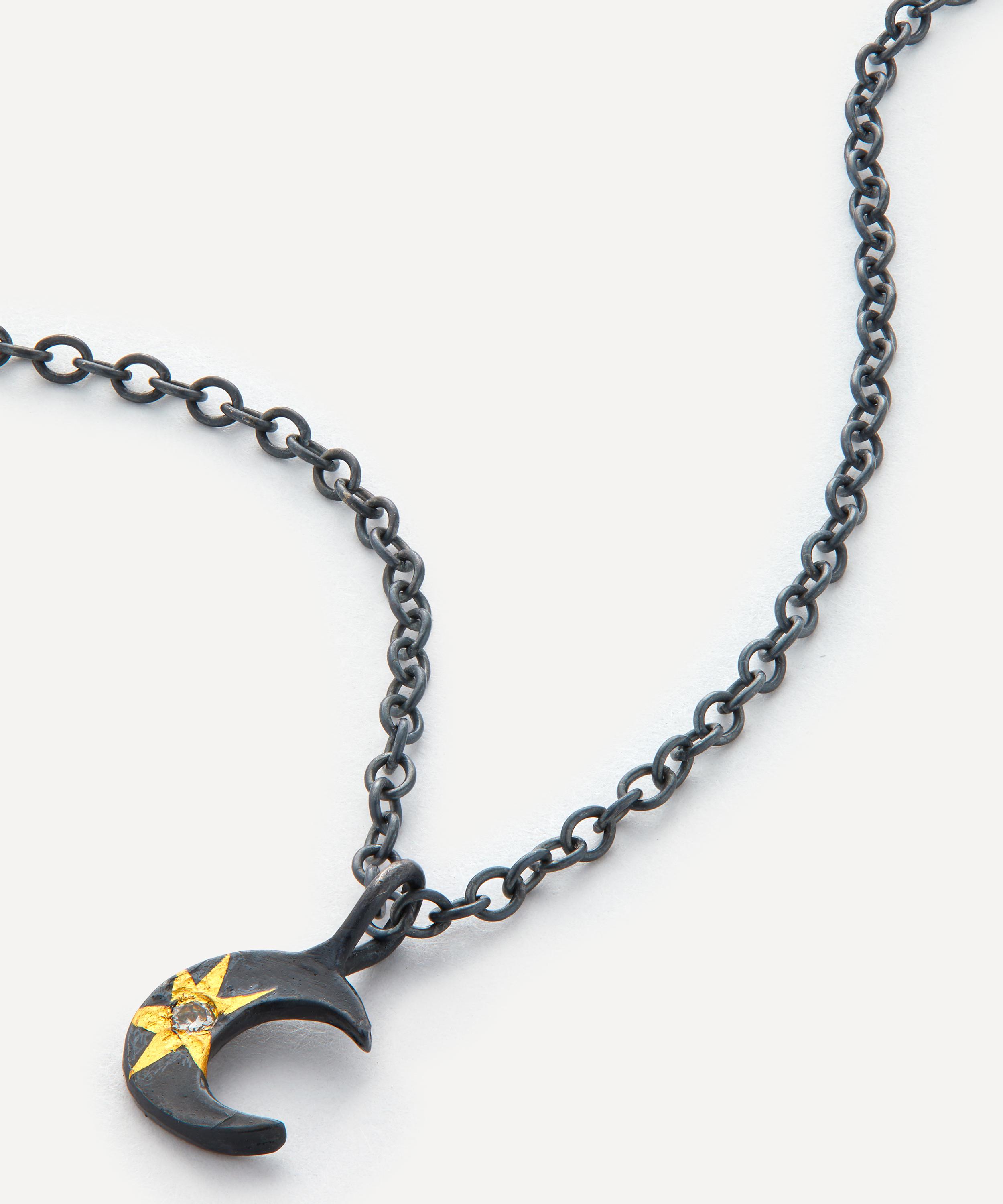 Acanthus Mixed Metal Tiny Celestial Star Moon Pendant Necklace